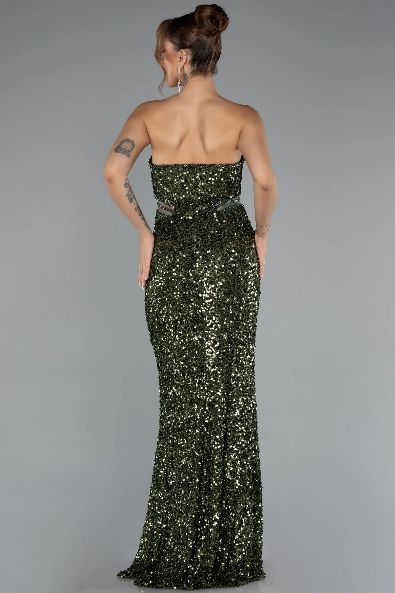Olive Drab-Long Evening Dress ABU5185