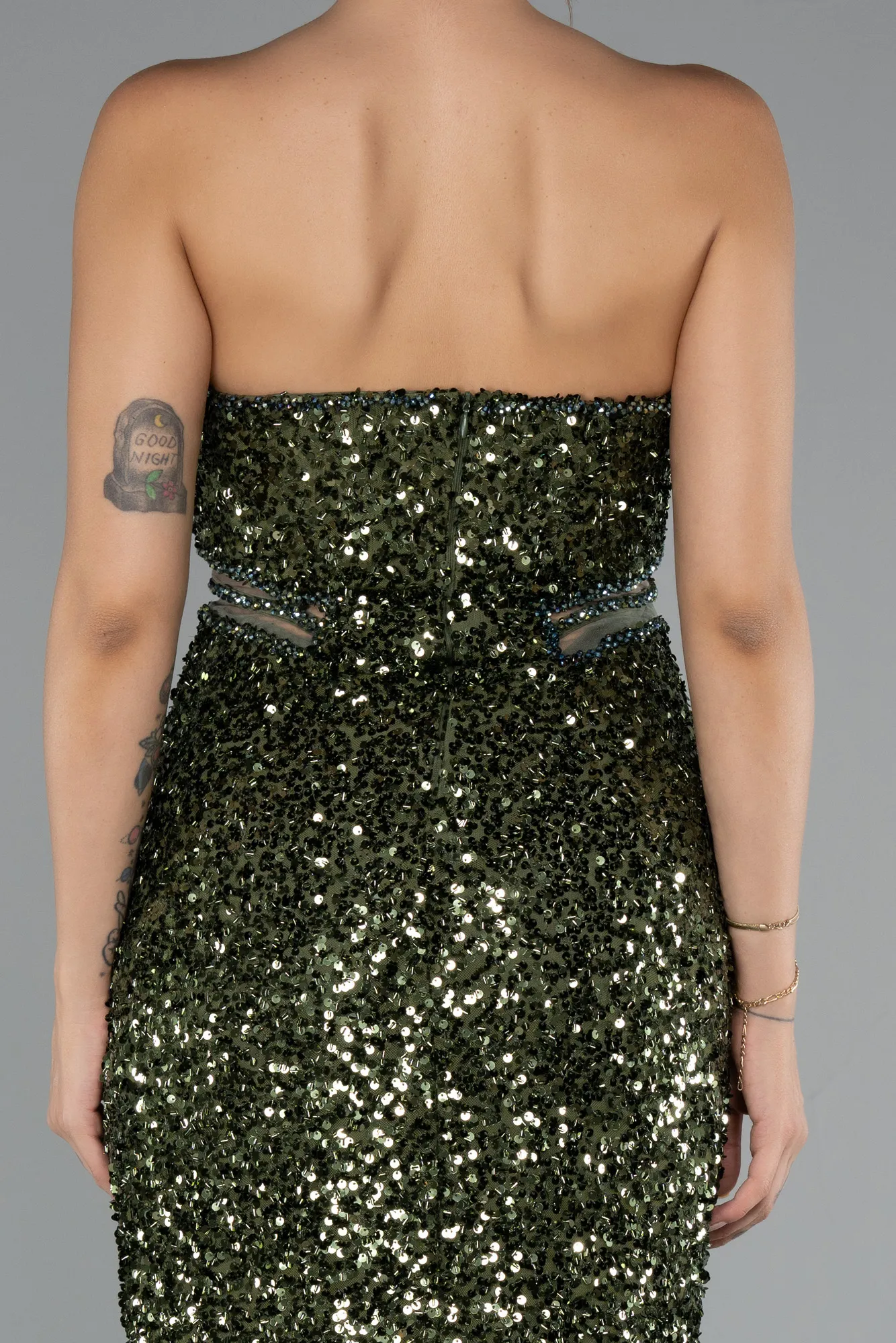 Olive Drab-Long Evening Dress ABU5185