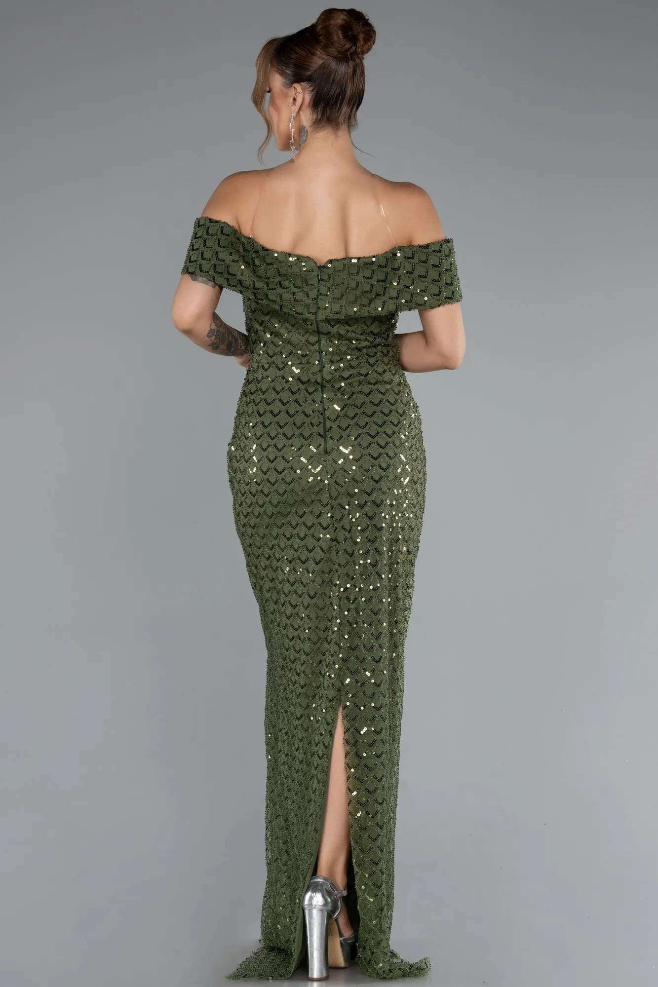 Olive Drab-Long Evening Dress ABU5186