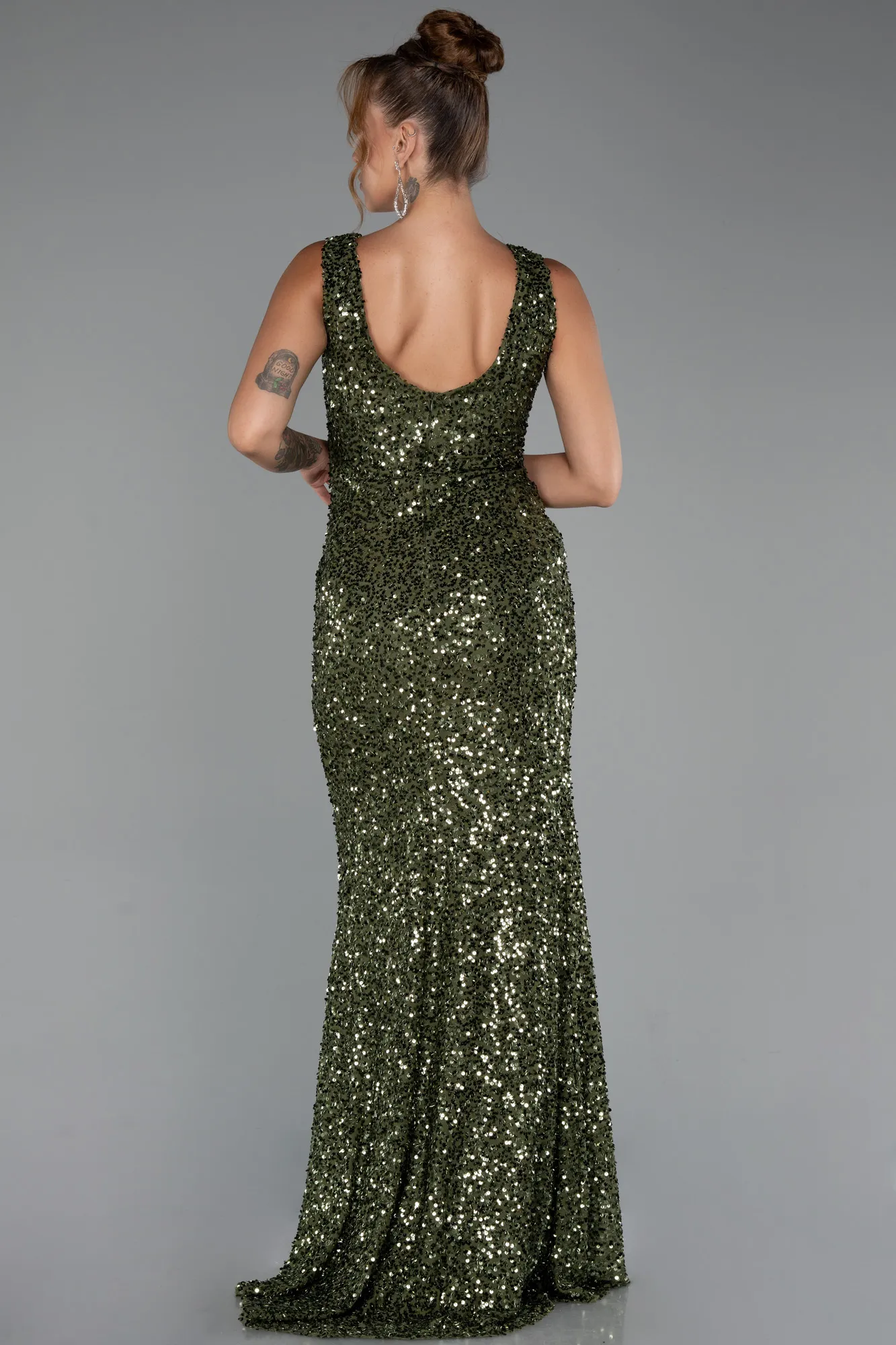 Olive Drab-Long Evening Dress ABU5281