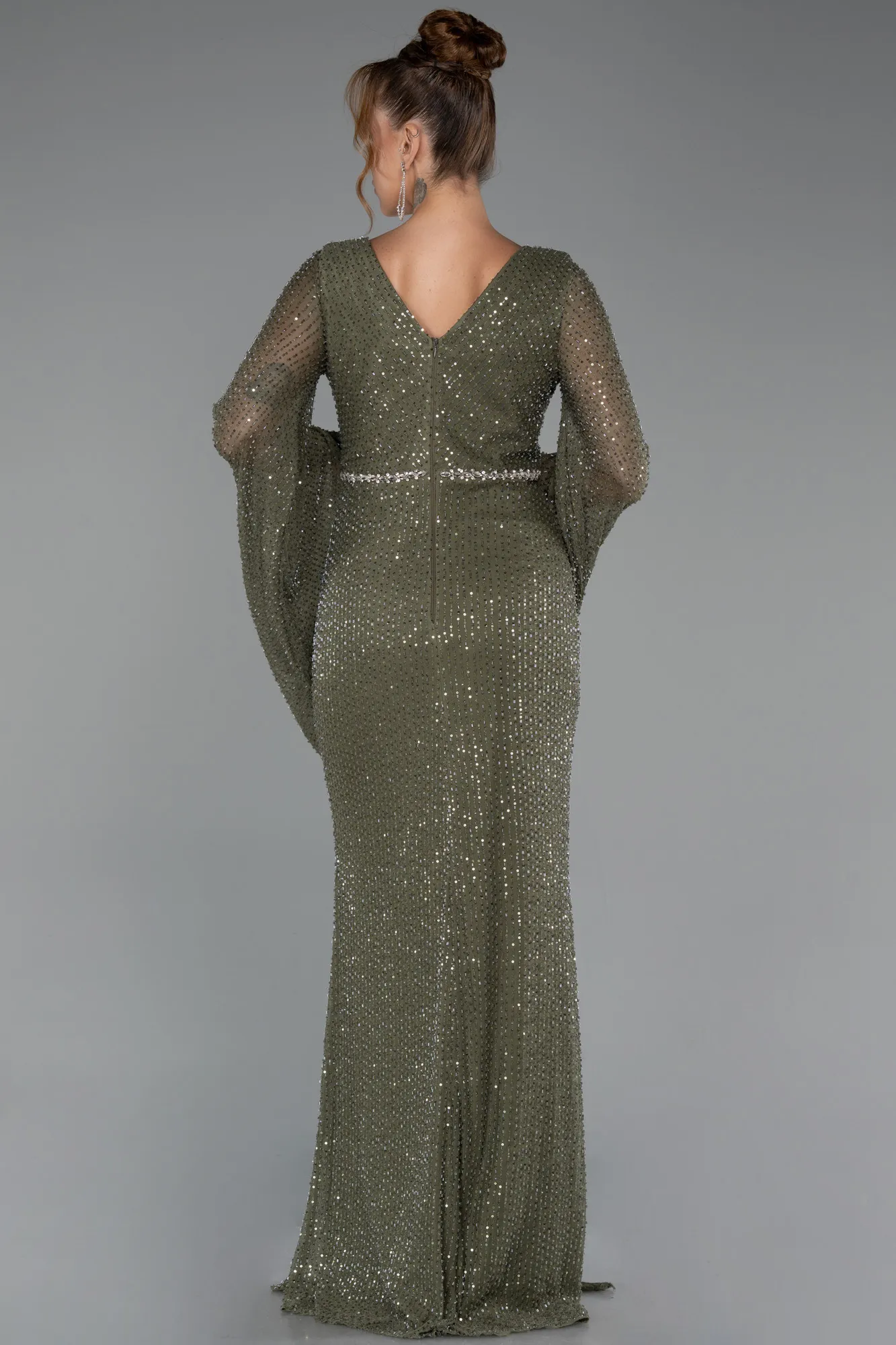 Olive Drab-Long Evening Dress ABU5289