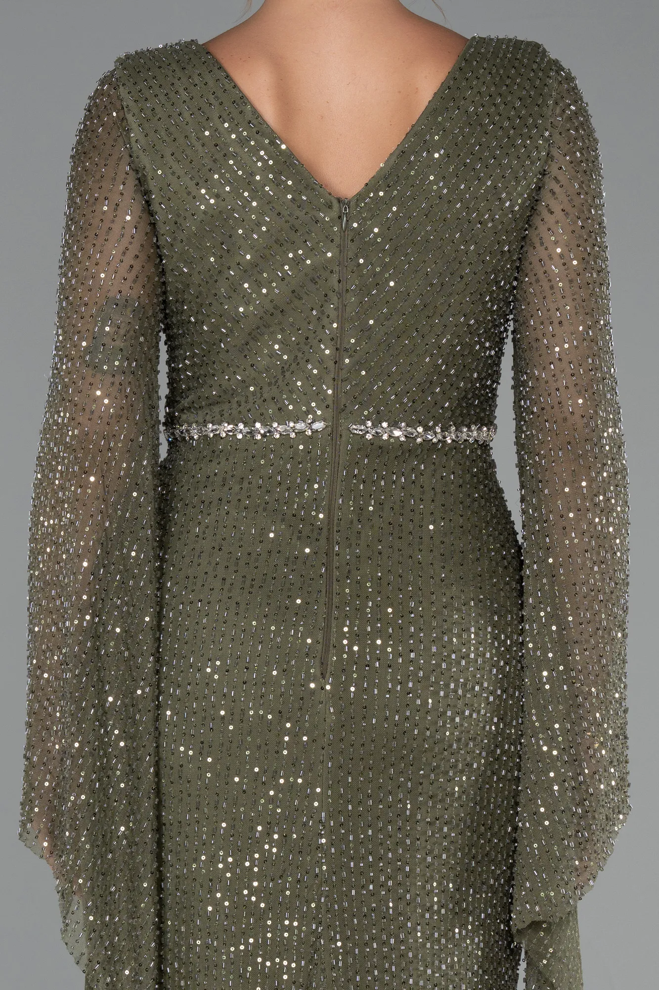 Olive Drab-Long Evening Dress ABU5289