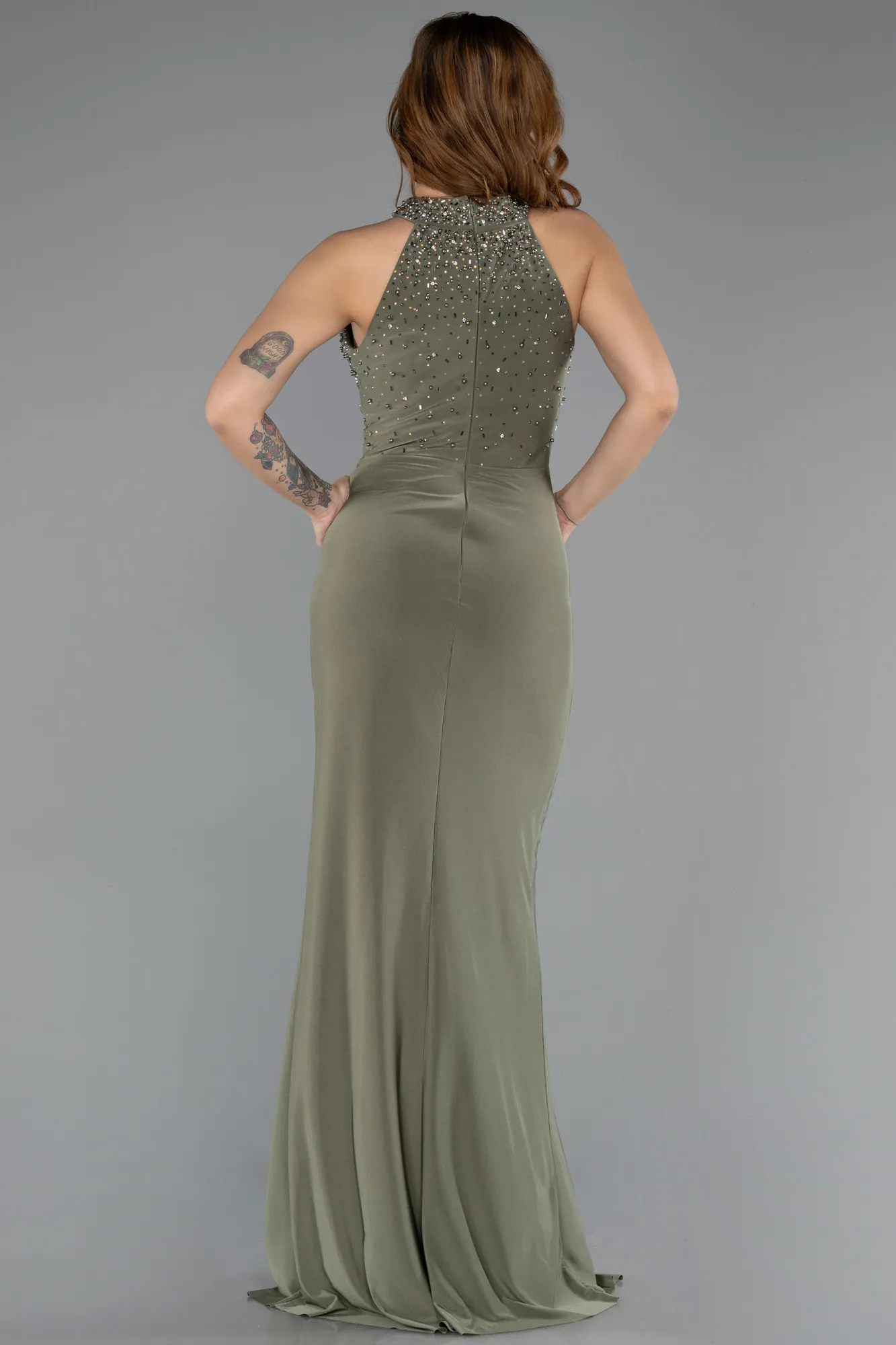 Olive Drab-Long Evening Dress ABU5422