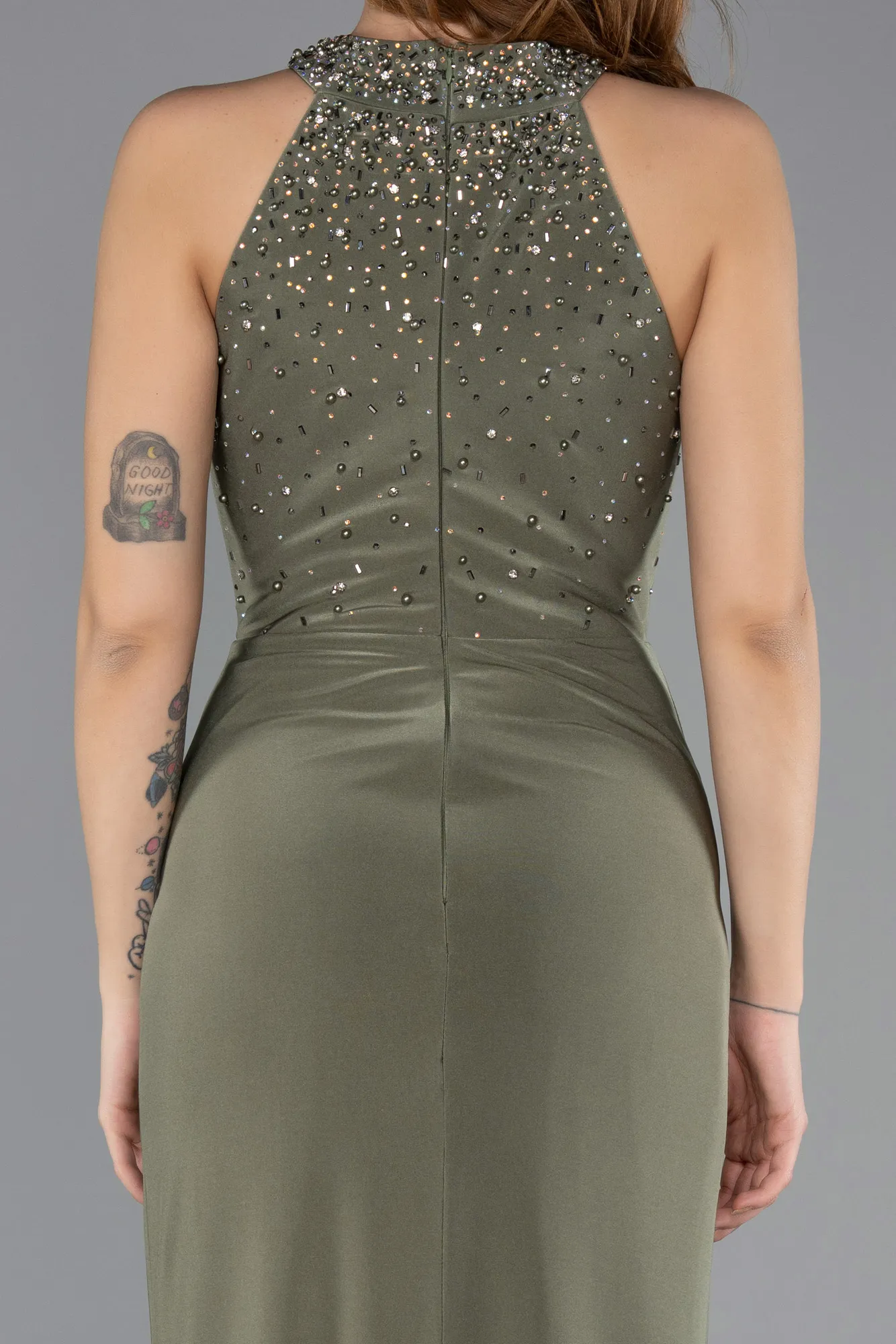 Olive Drab-Long Evening Dress ABU5422