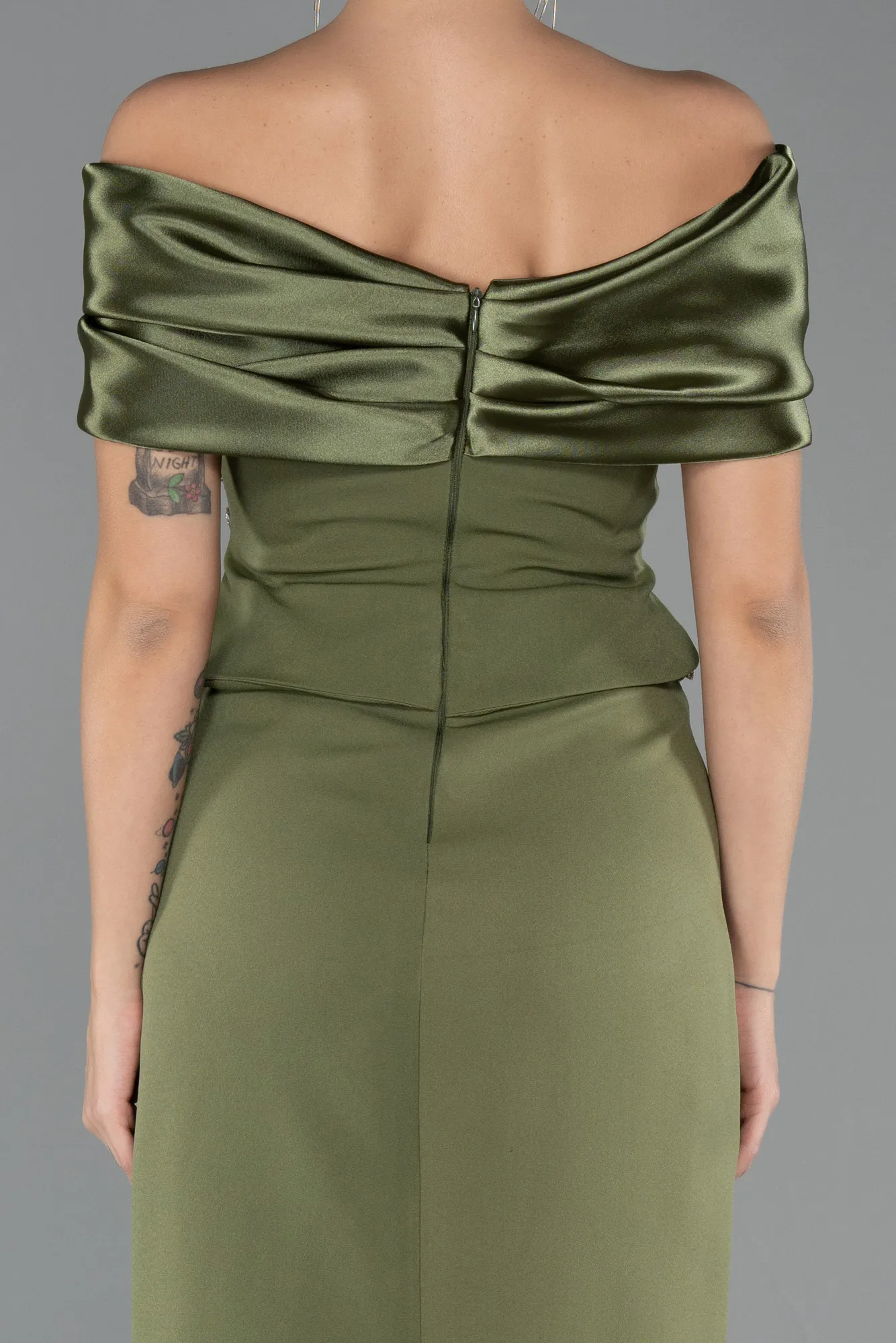 Olive Drab-Long Evening Dress ABU5440