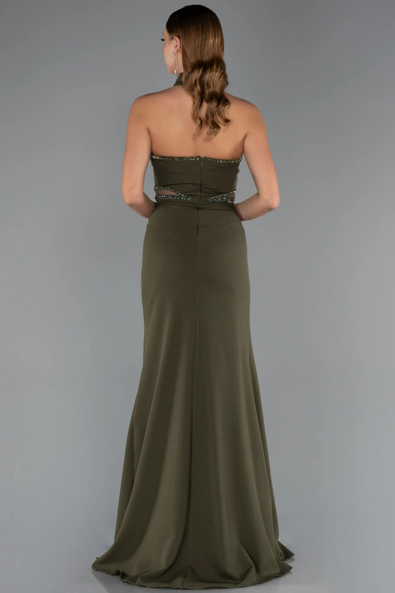 Olive Drab-Long Evening Dress ABU5476