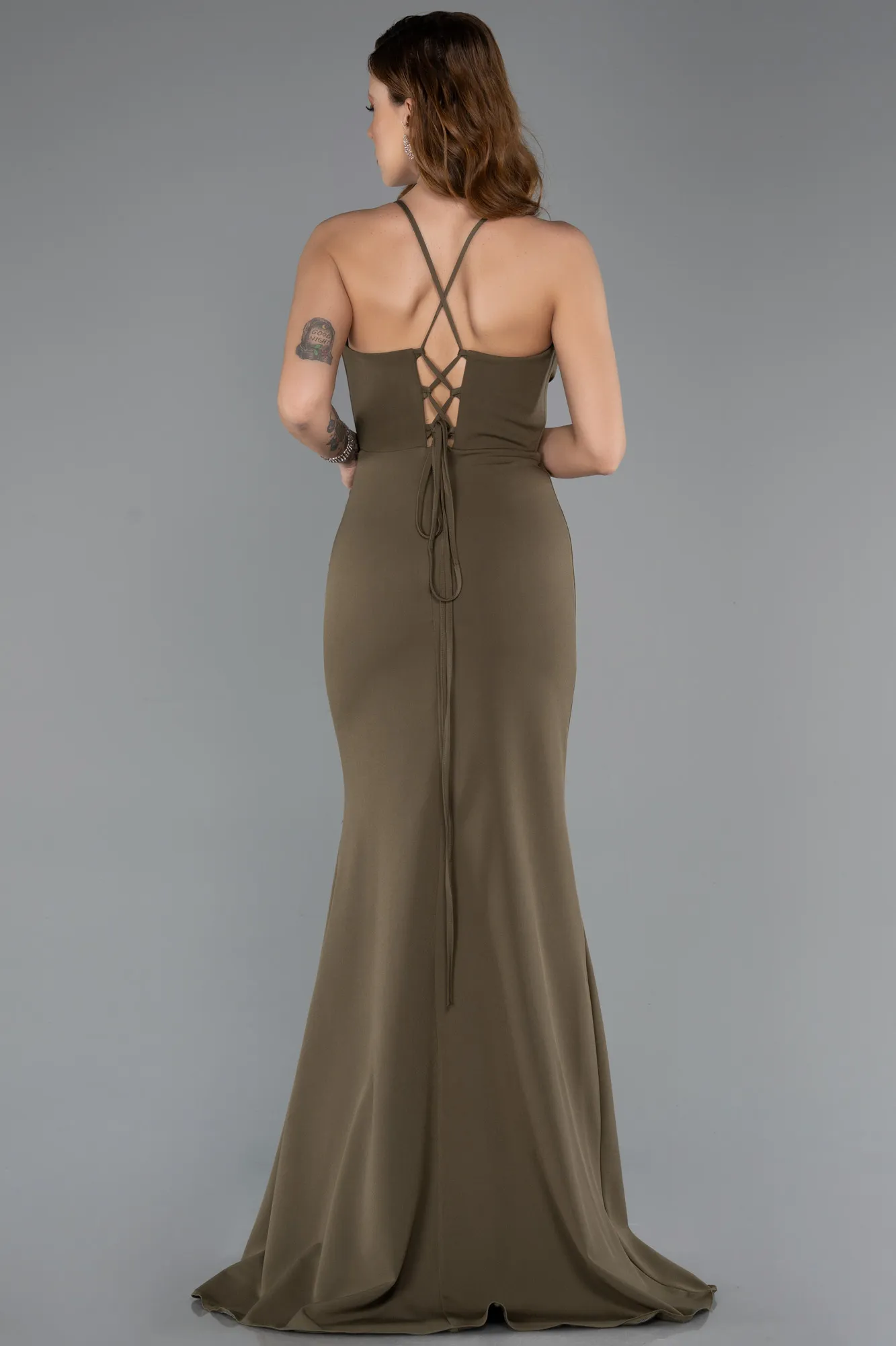Olive Drab-Long Evening Dress ABU5506