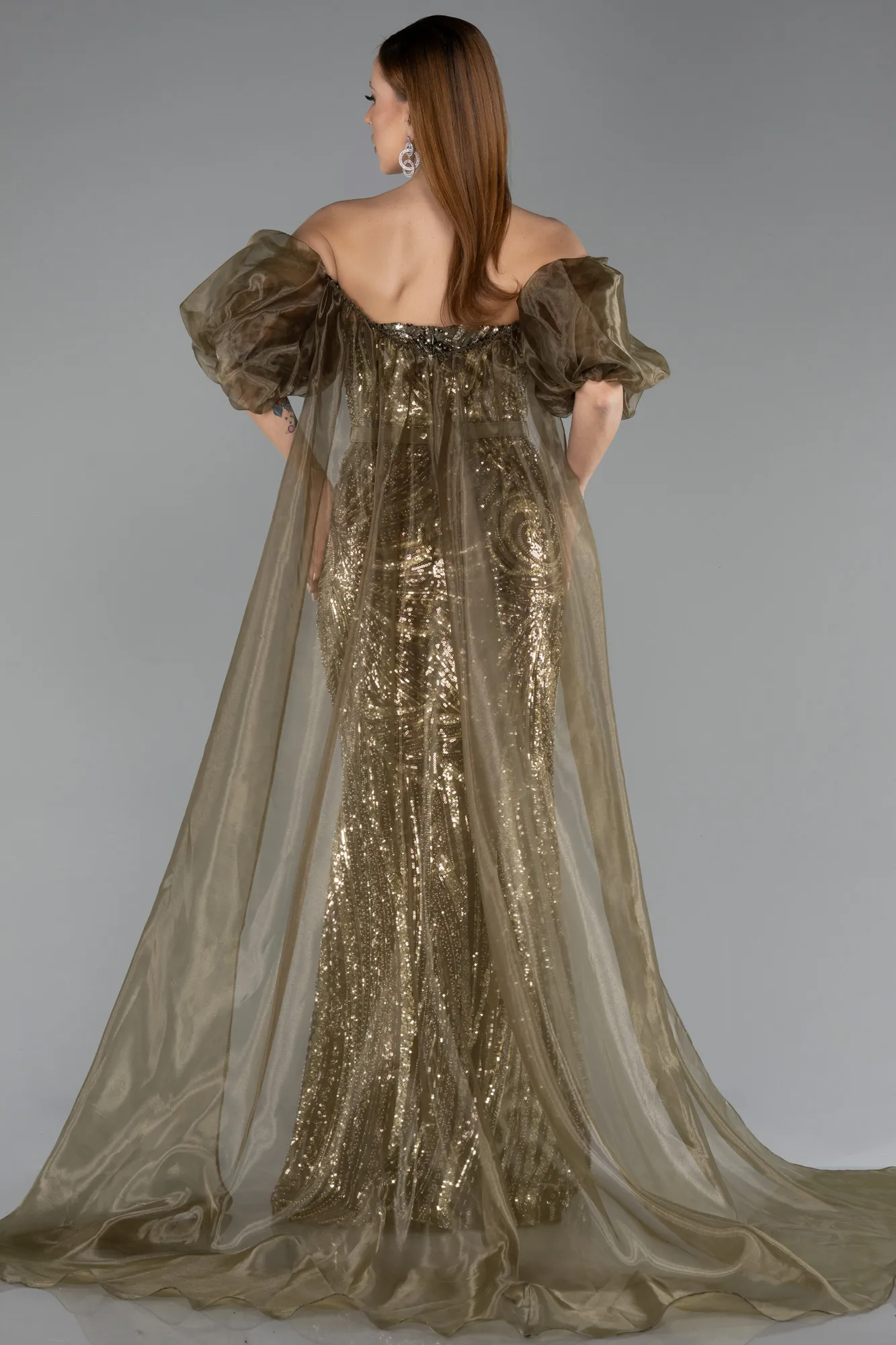 Olive Drab-Long Evening Dress ABU5537