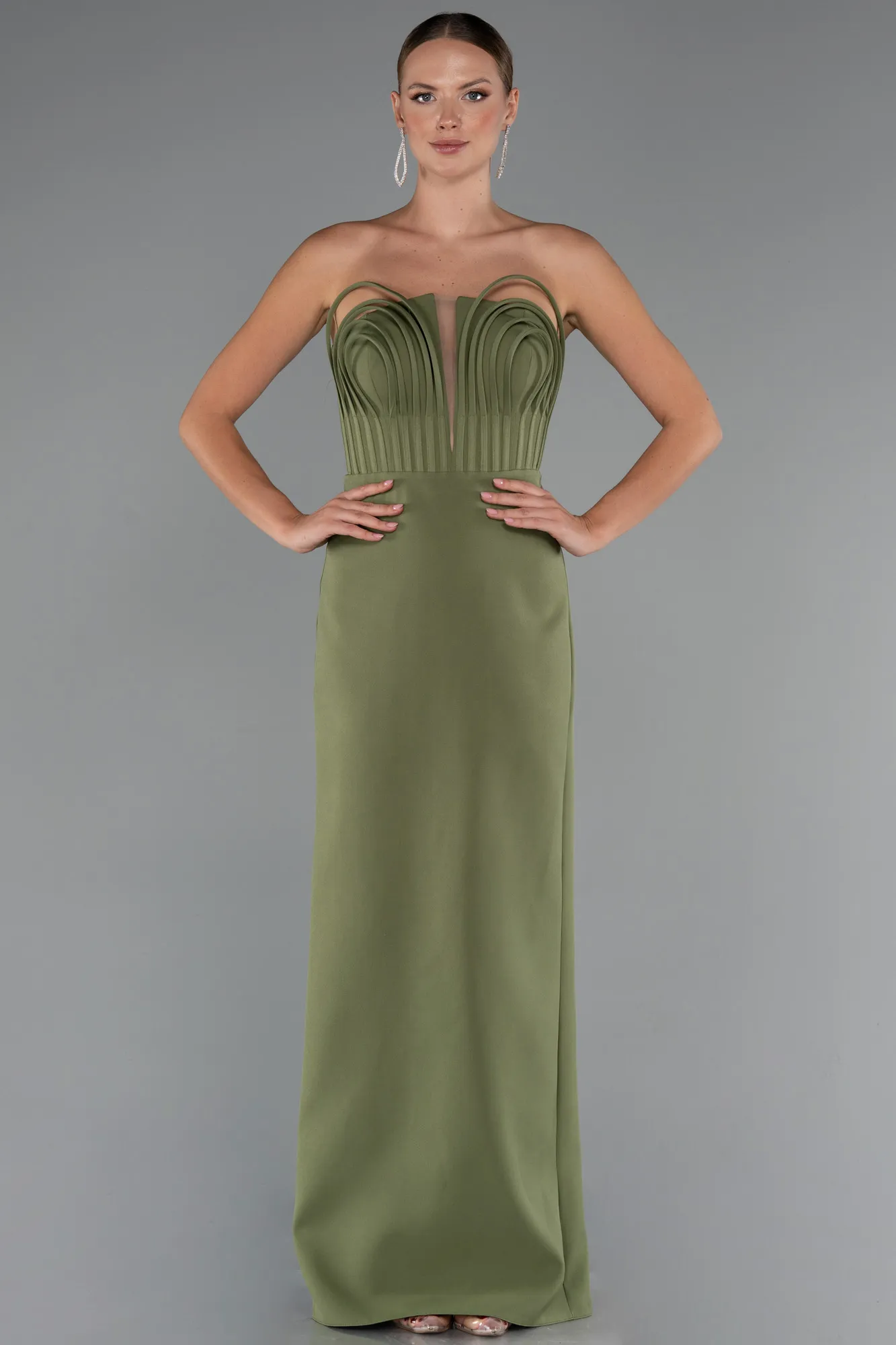 Olive Drab-Long Evening Gown ABU5235