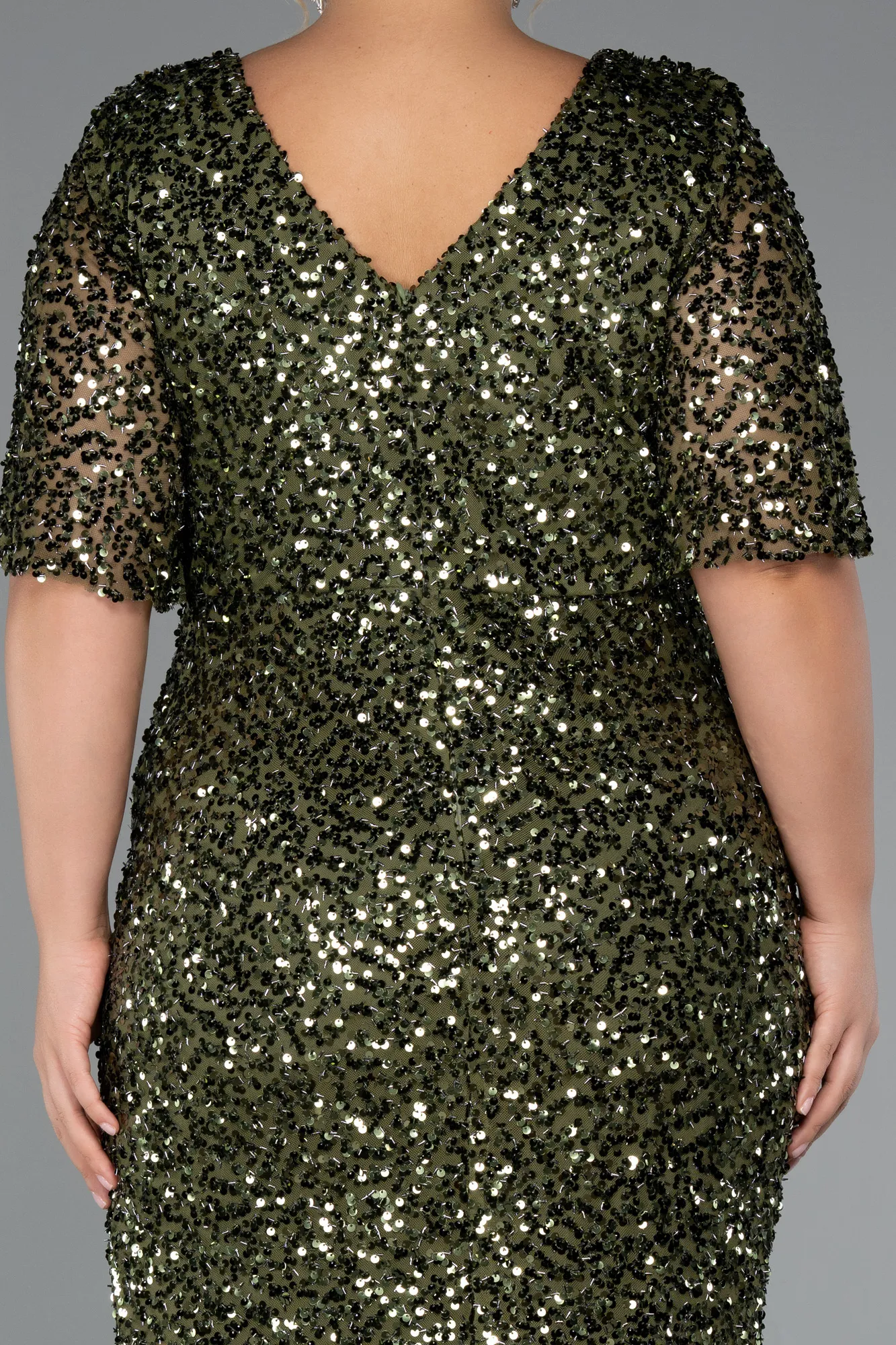 Olive Drab-Long Formal Plus Size Dress ABU5318