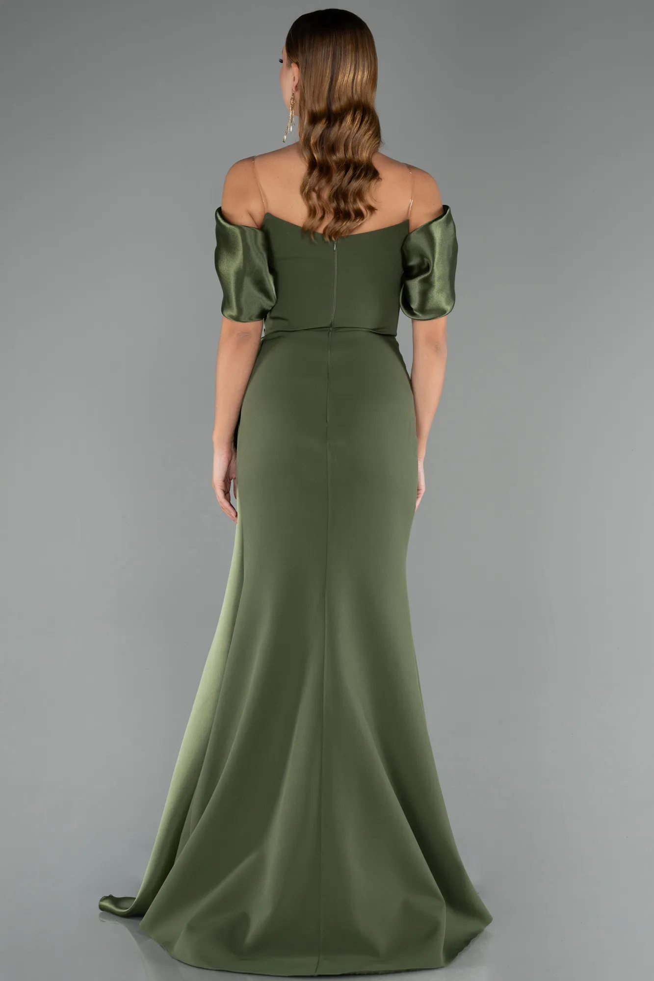 Olive Drab-Long Mermaid Evening Gown ABU5493