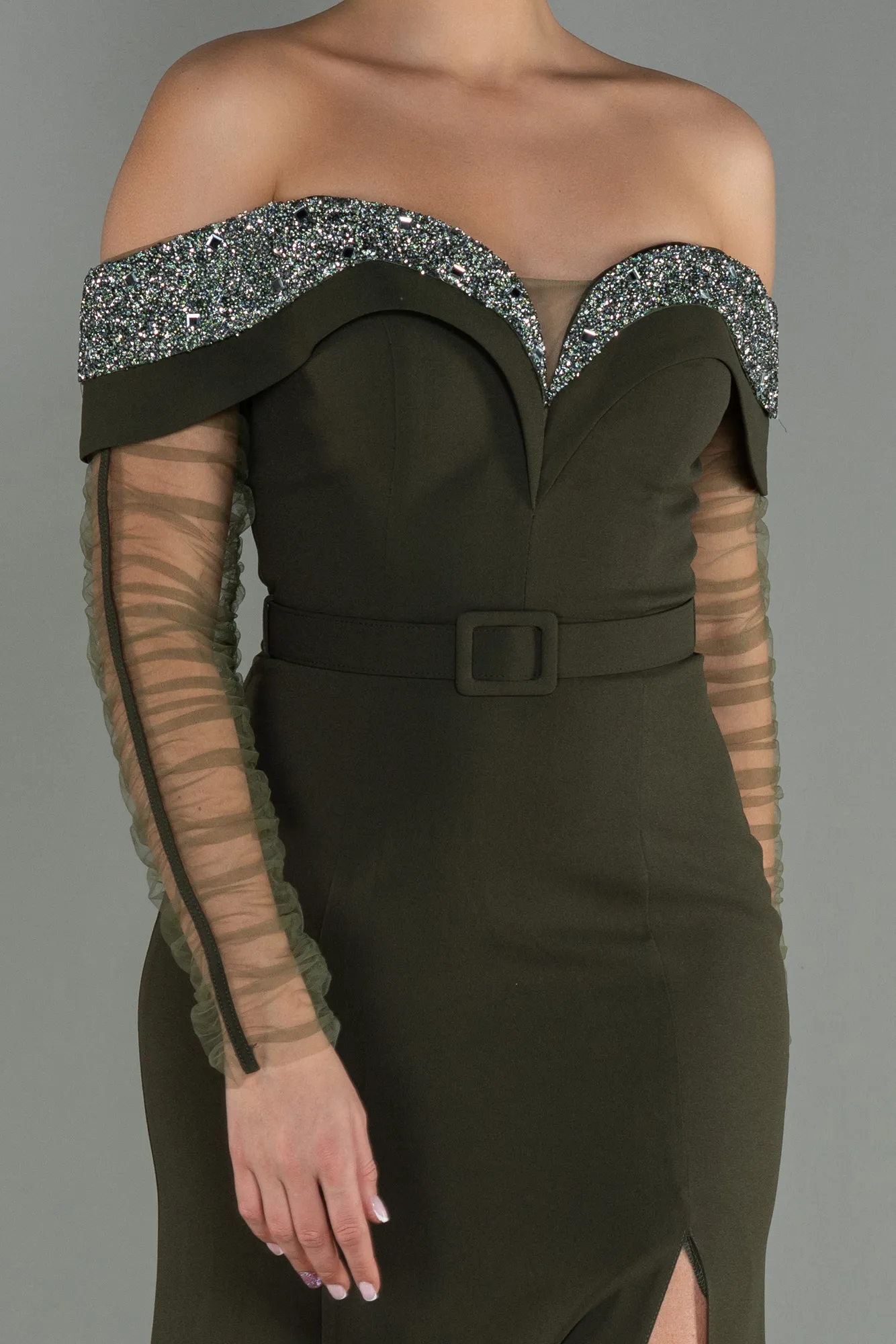 Olive Drab-Long Mermaid Prom Dress ABU2998