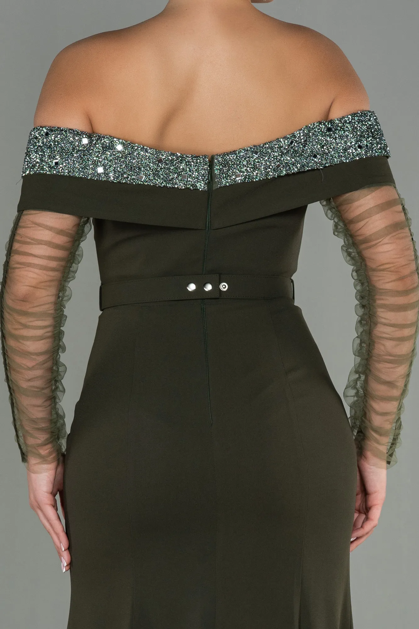 Olive Drab-Long Mermaid Prom Dress ABU2998