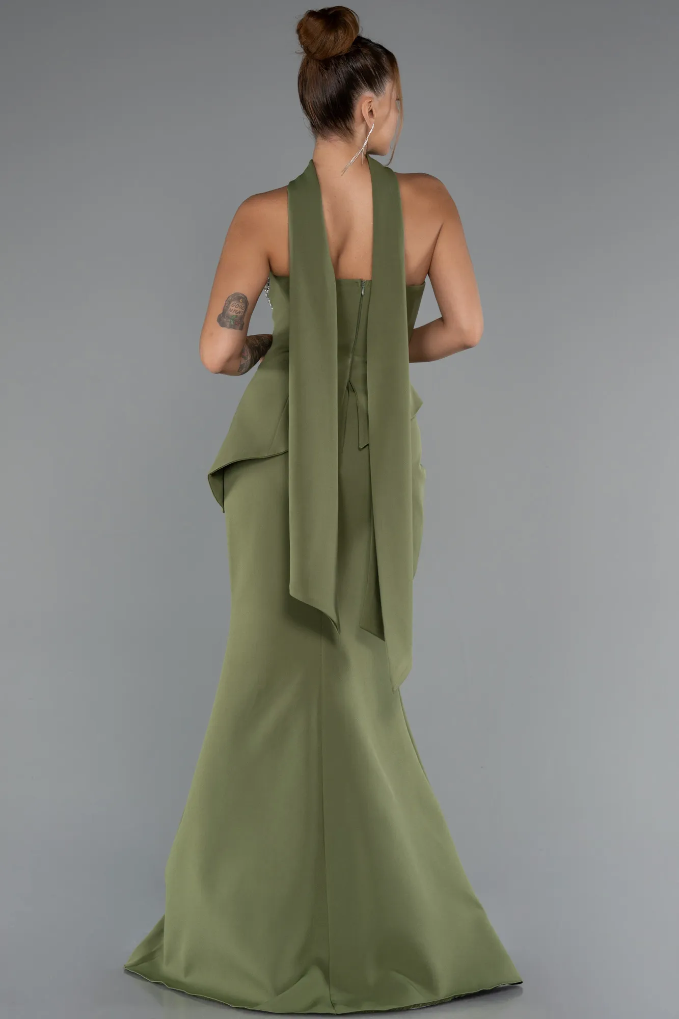 Olive Drab-Long Mermaid Prom Dress ABU5329