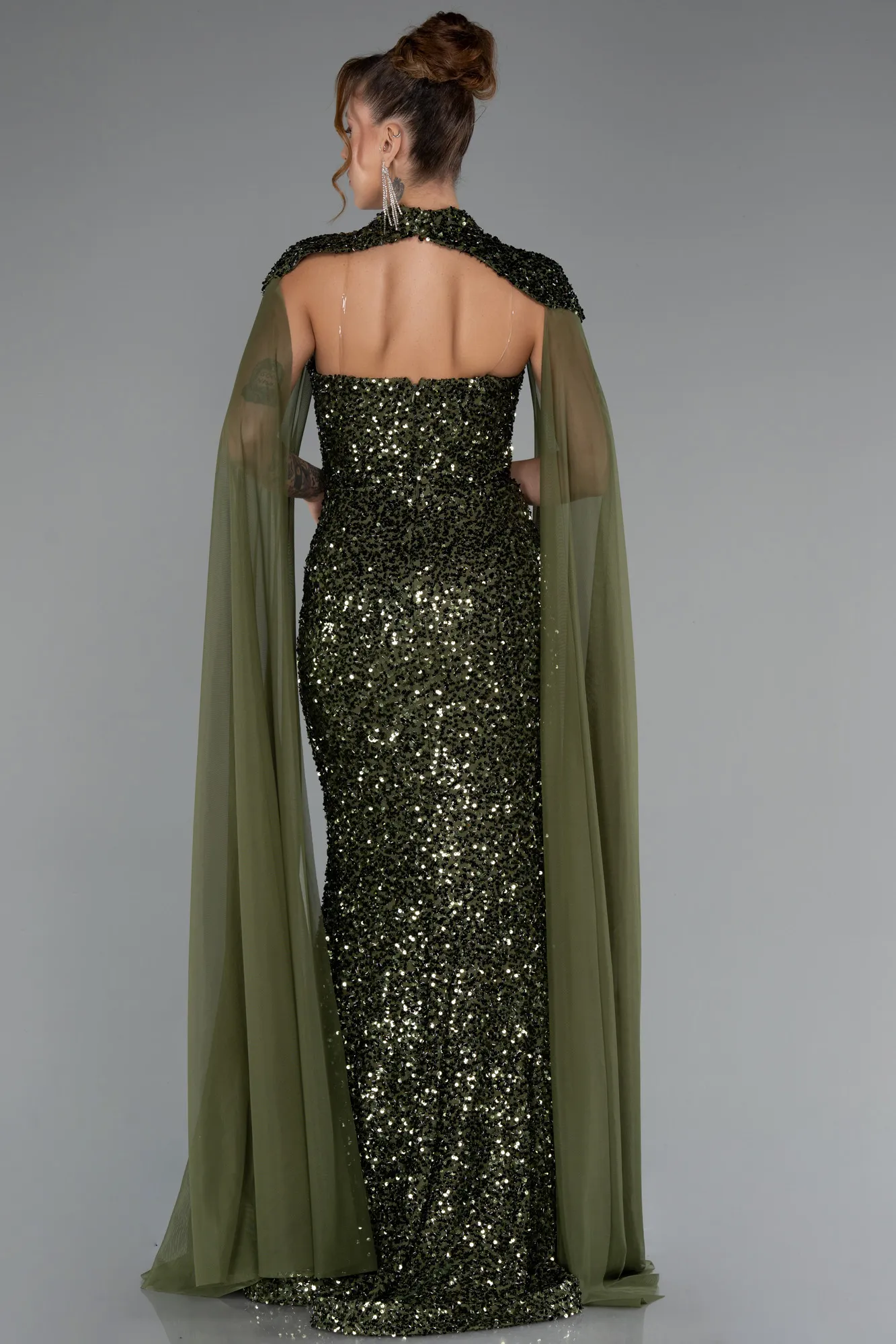 Olive Drab-Long Mermaid Prom Dress ABU5364