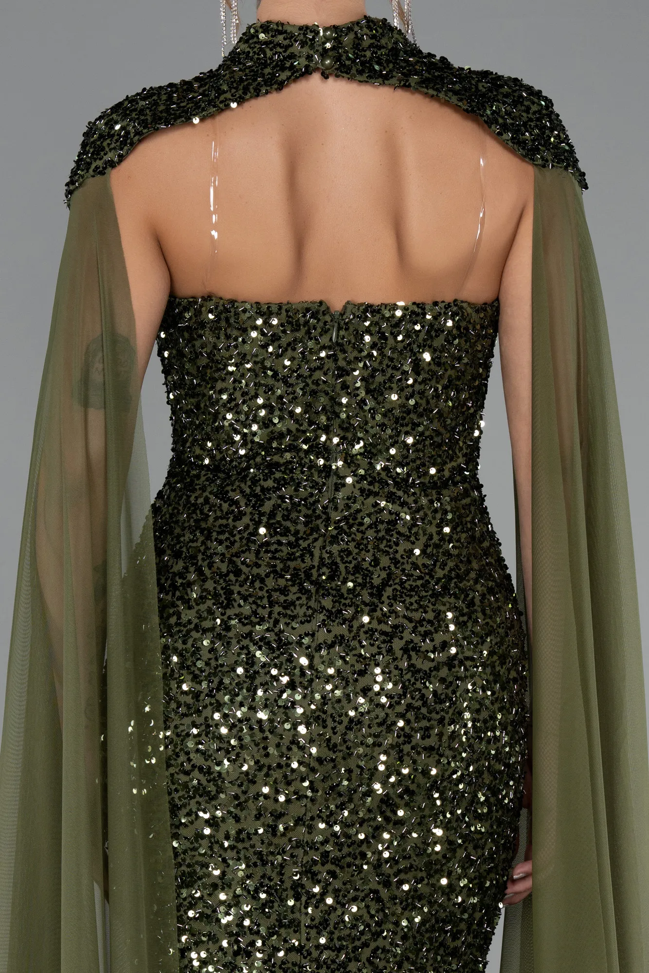 Olive Drab-Long Mermaid Prom Dress ABU5364
