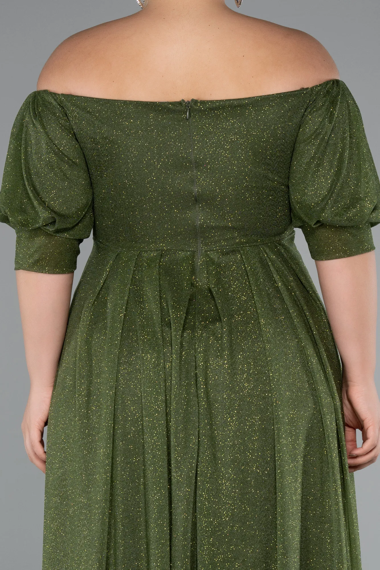 Olive Drab-Long Plus Size Evening Dress ABU3615
