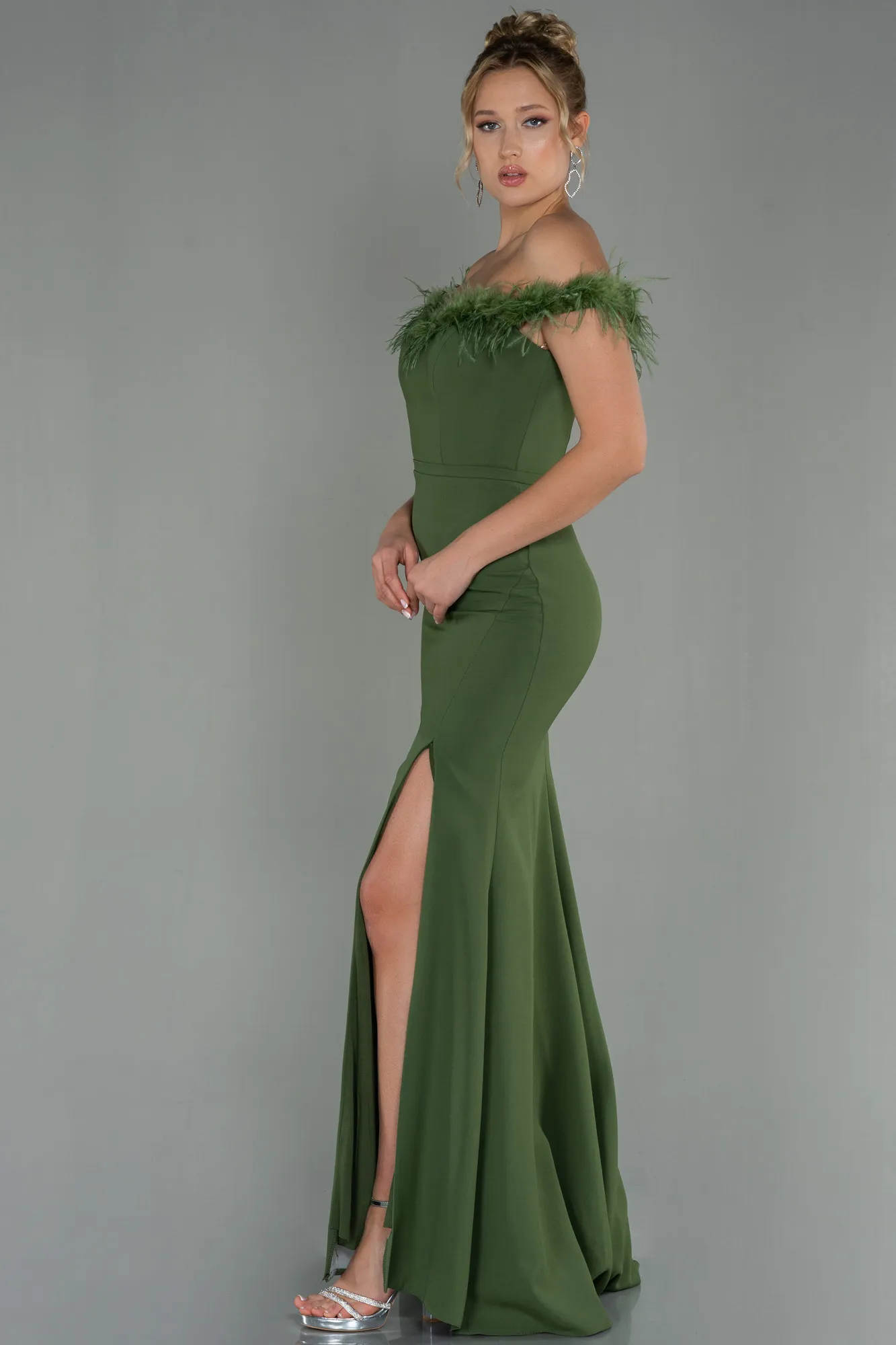 Olive Drab-Long Prom Gown ABU3147