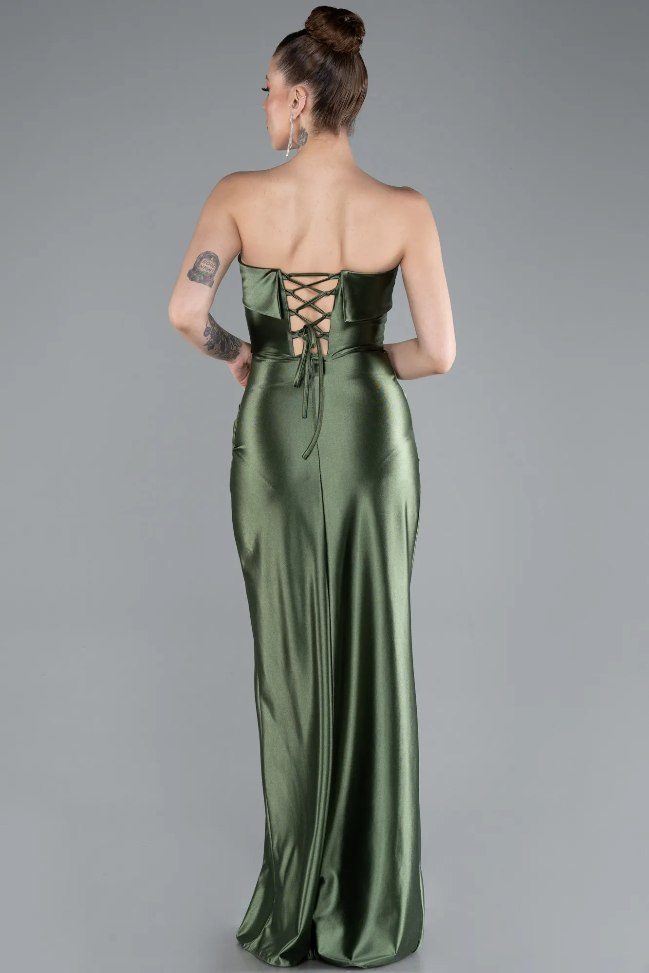 Olive Drab-Long Prom Gown ABU4944