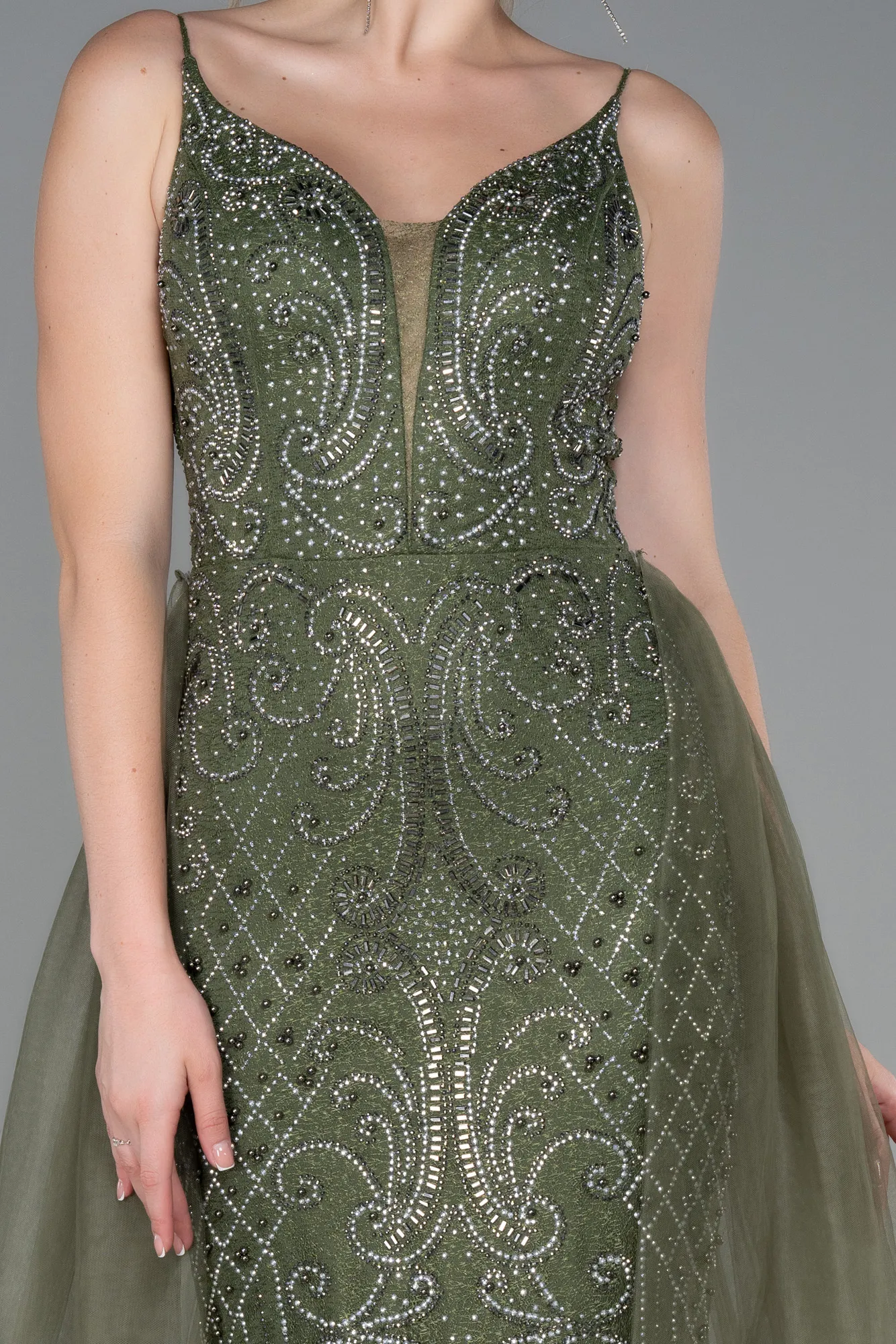 Olive Drab-Long Stony Haute Couture ABU3251