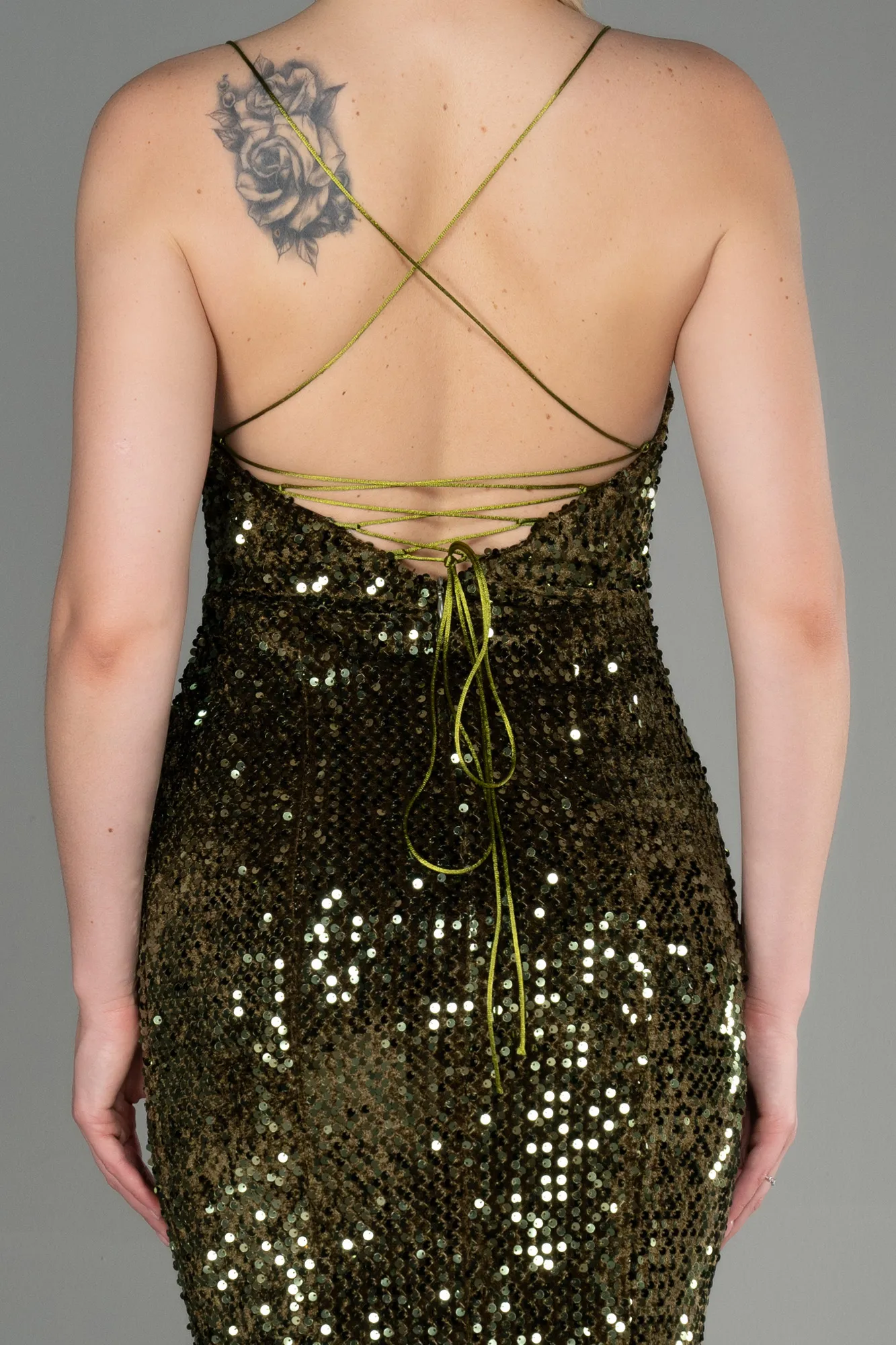 Olive Drab-Long Velvet Mermaid Evening Dress ABU2787