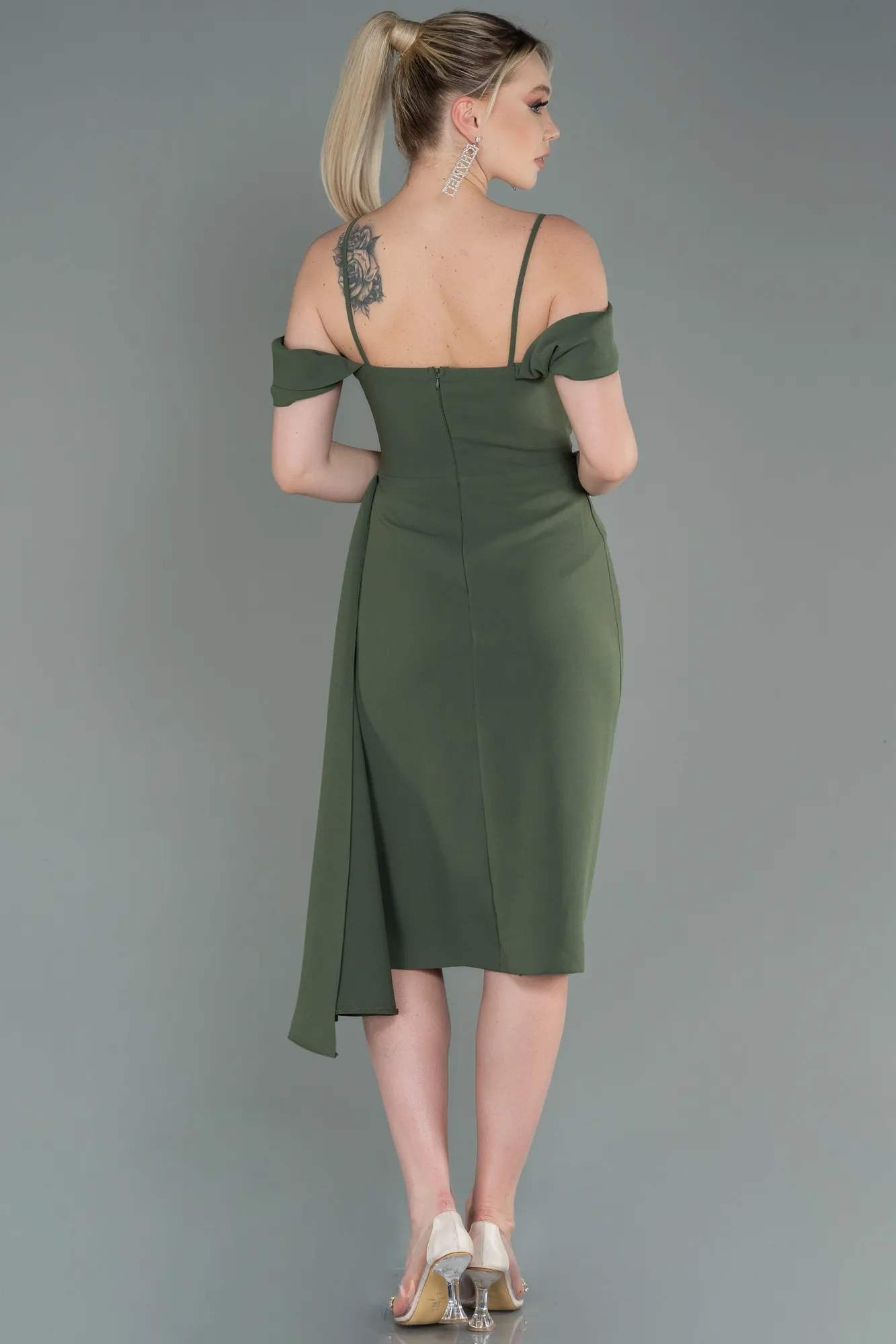 Olive Drab-Midi Invitation Dress ABK1750