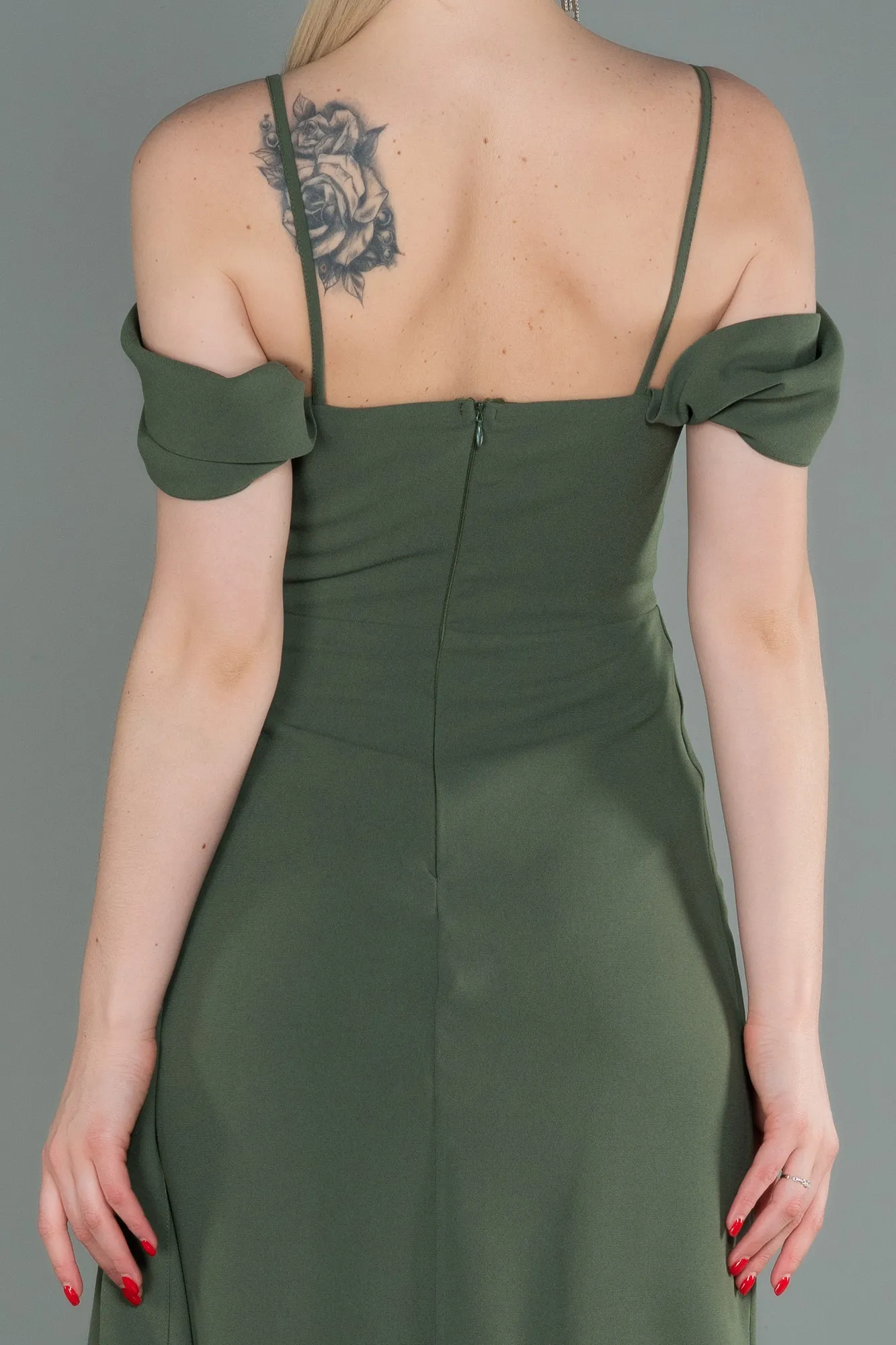 Olive Drab-Midi Invitation Dress ABK1750