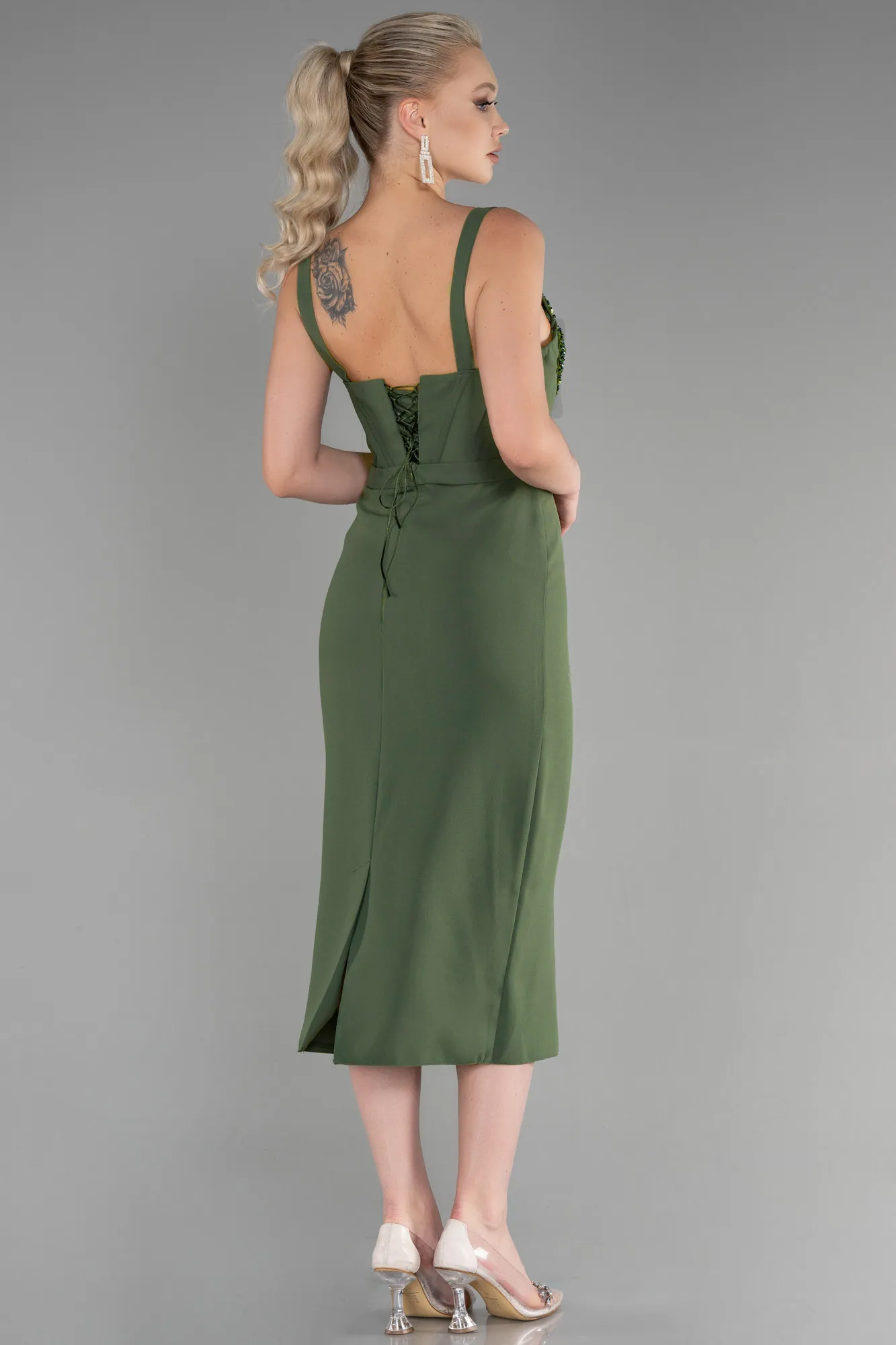 Olive Drab-Midi Night Dress ABK1819