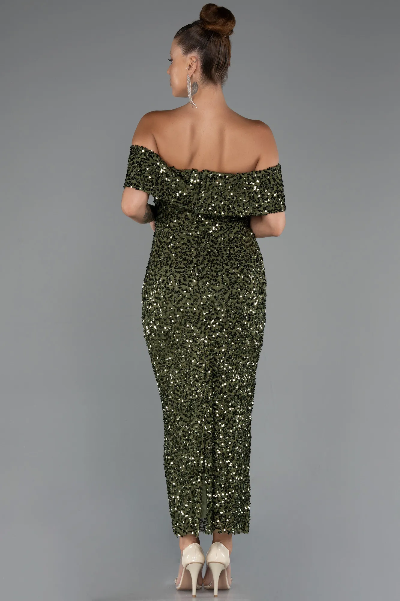 Olive Drab-Midi Party Dress ABK2440