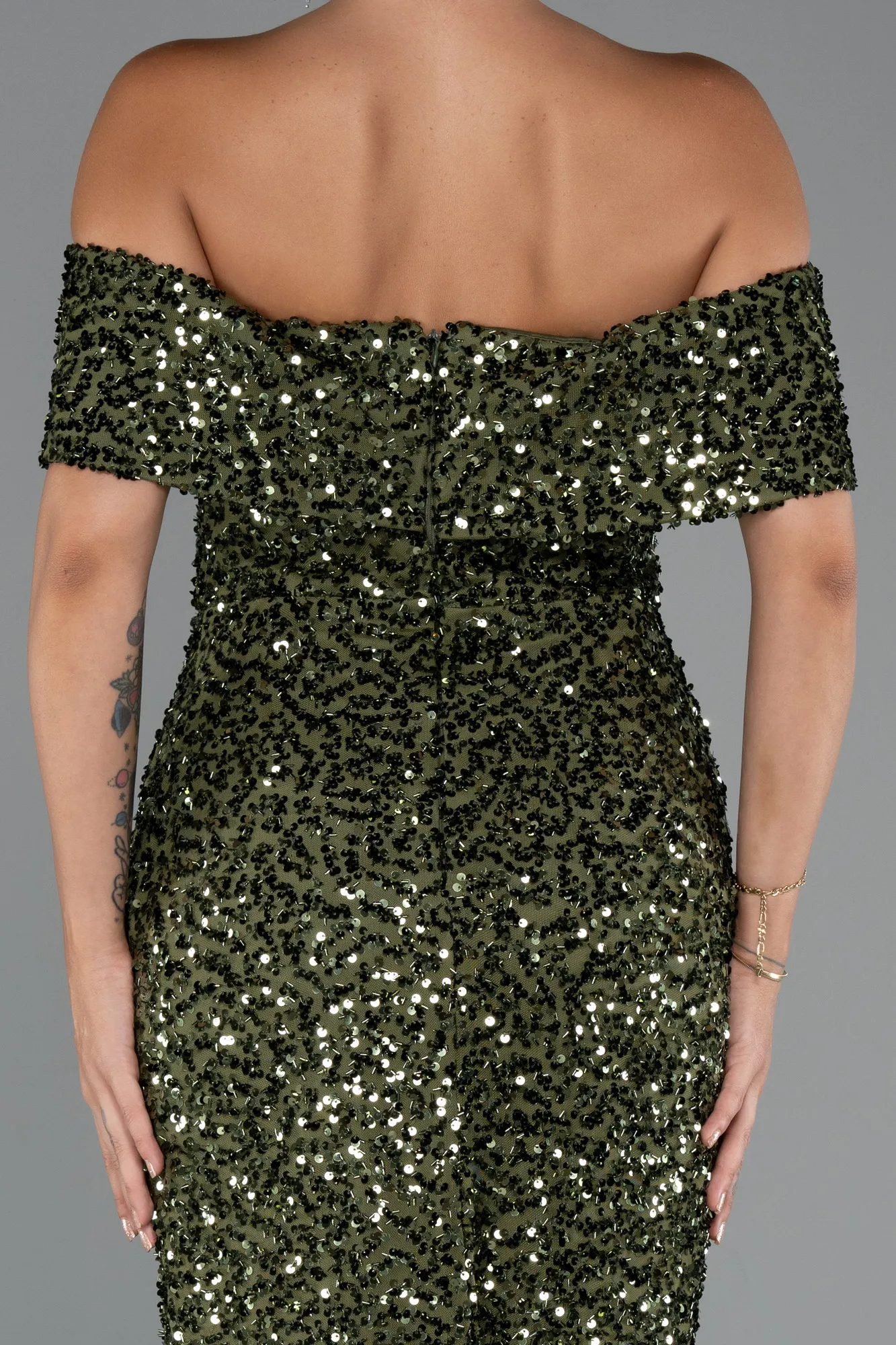 Olive Drab-Midi Party Dress ABK2440