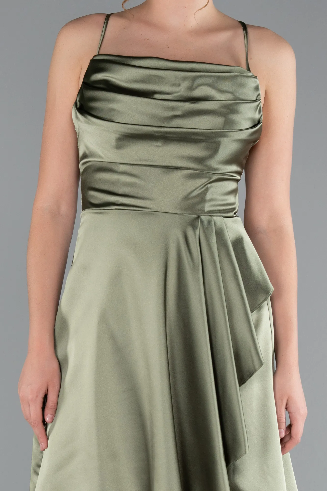 Olive Drab-Short Satin Cocktail Dress ABK2366