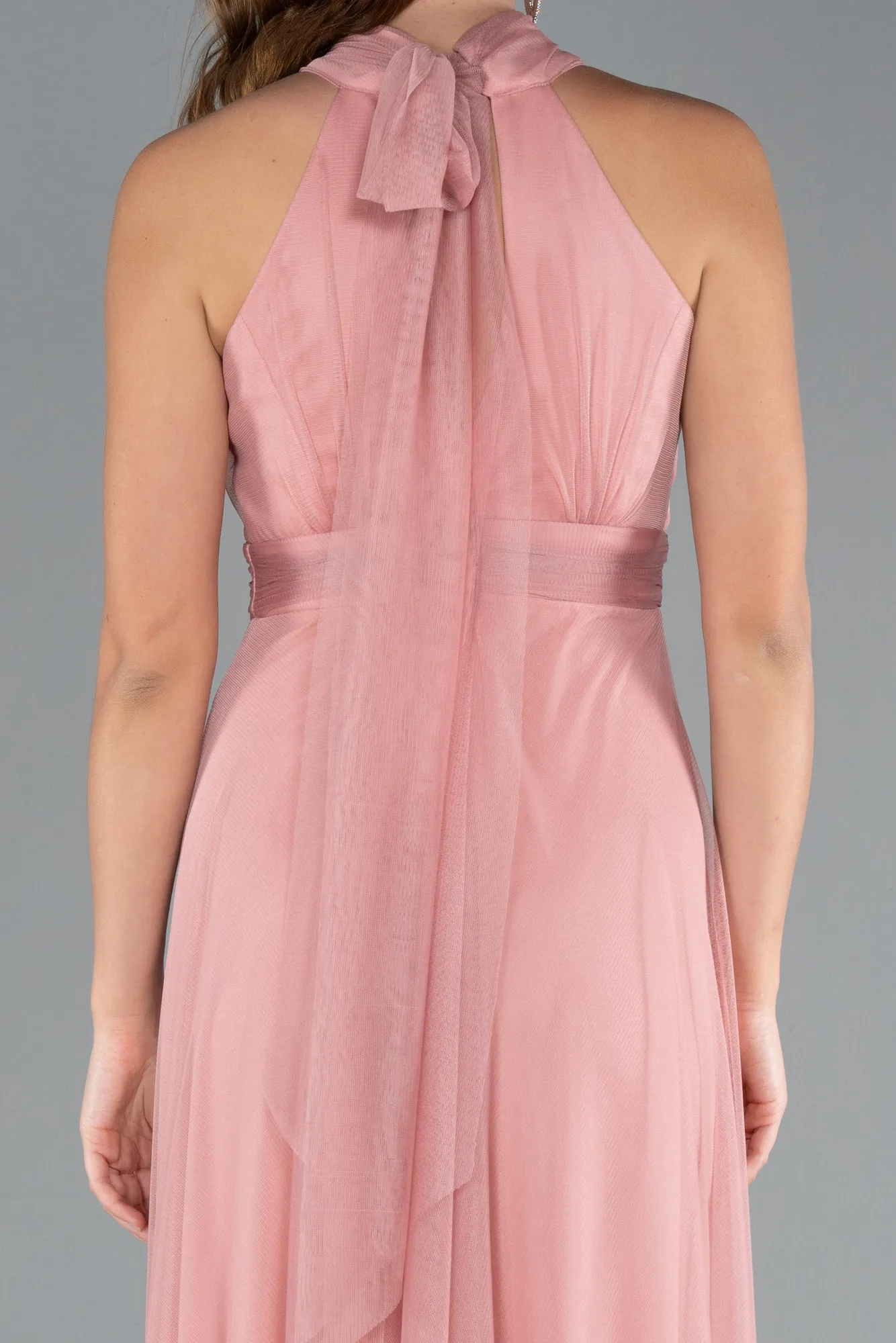 Onion Skin-Halter Neck Long Graduation Prom Dress ABU3252