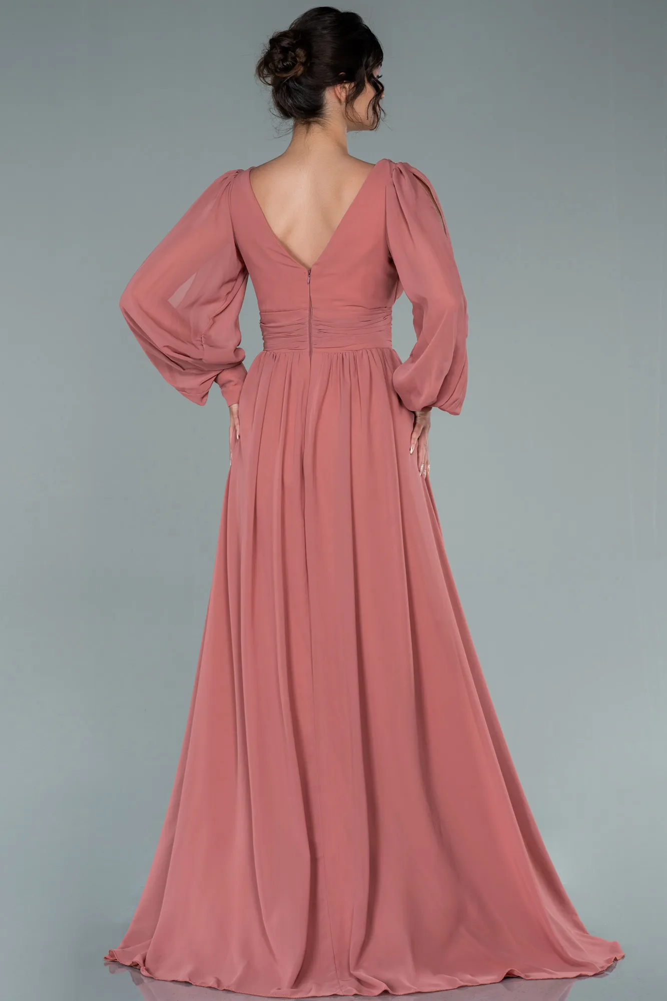 Onion Skin-Long Chiffon Evening Dress ABU1702
