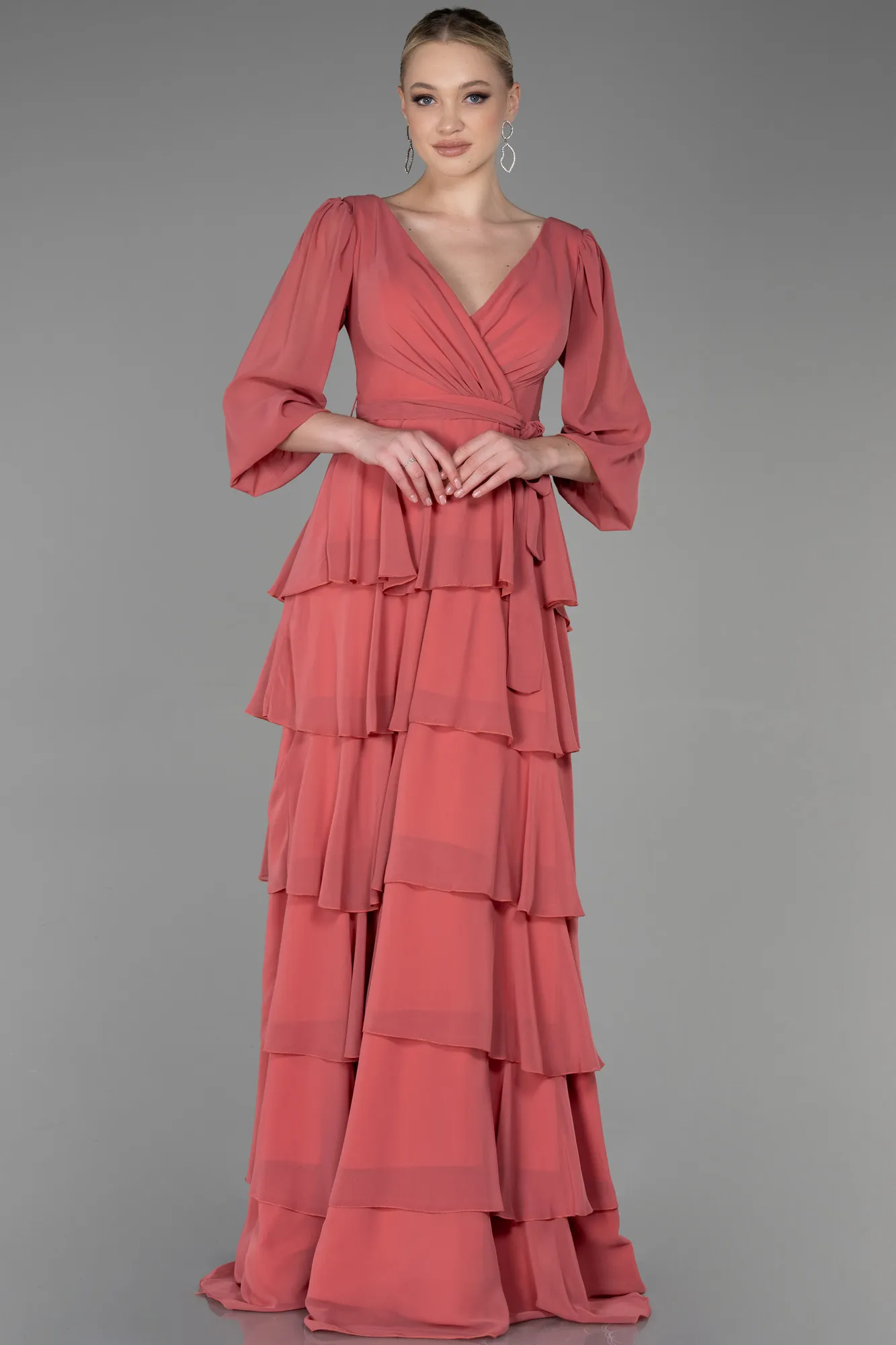 Onion Skin-Long Chiffon Evening Dress ABU2322
