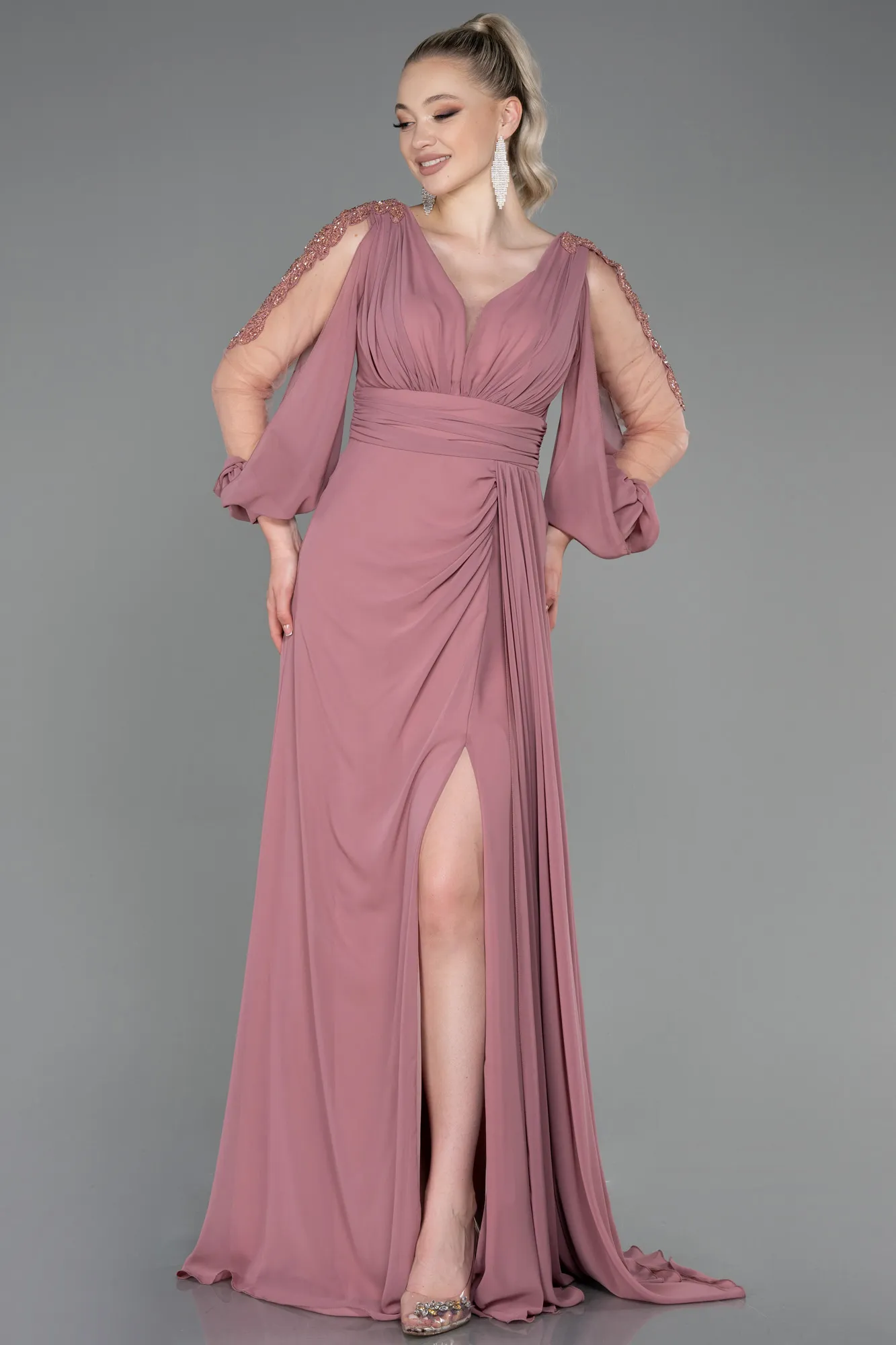 Onion Skin-Long Chiffon Evening Dress ABU3220