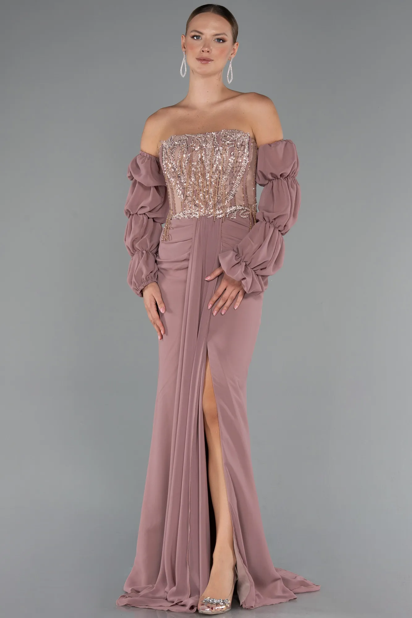 Onion Skin-Long Chiffon Evening Dress ABU5241