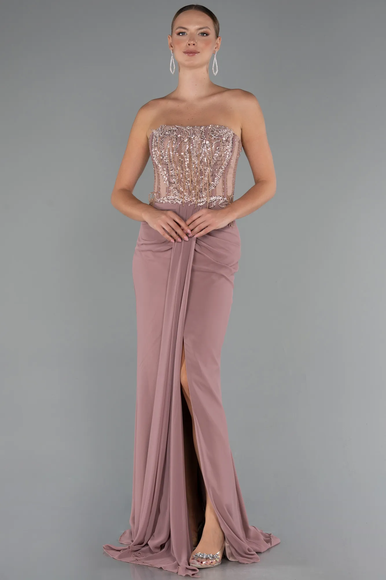 Onion Skin-Long Chiffon Evening Dress ABU5241