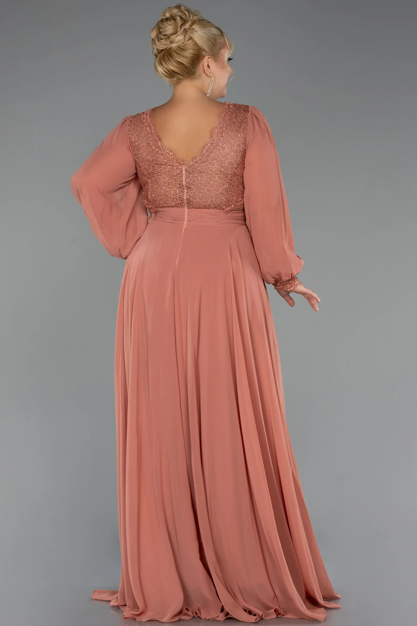 Onion Skin-Long Chiffon Formal Plus Size Dress ABU5276