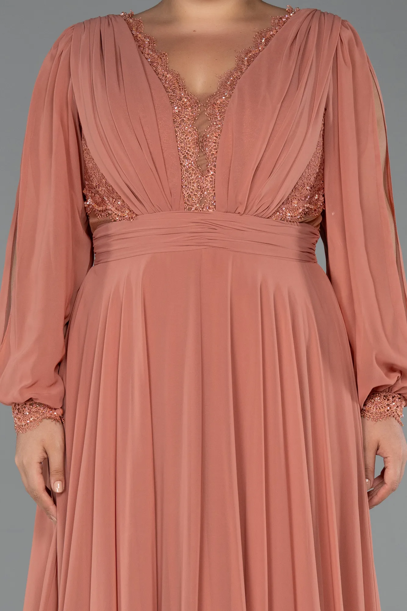 Onion Skin-Long Chiffon Formal Plus Size Dress ABU5276