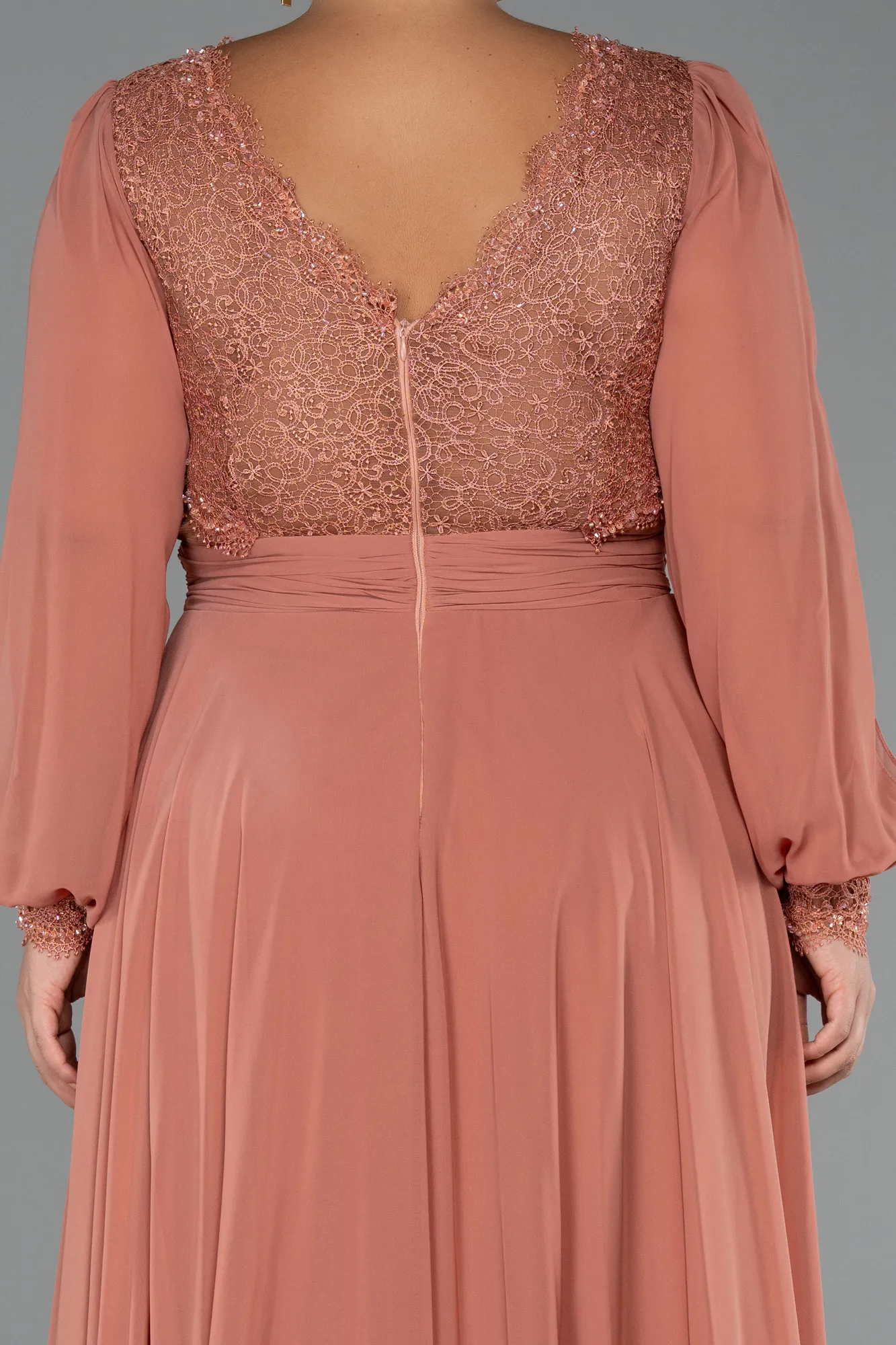 Onion Skin-Long Chiffon Formal Plus Size Dress ABU5276