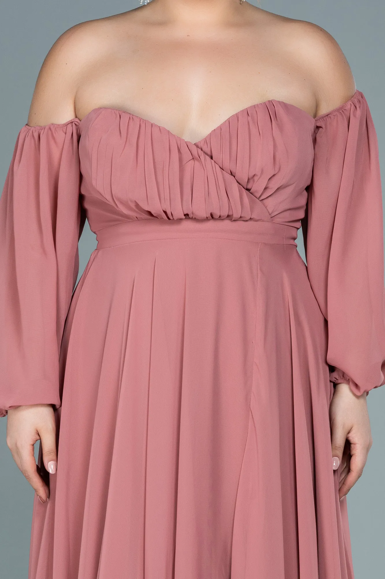 Onion Skin-Long Chiffon Oversized Evening Dress ABU2597