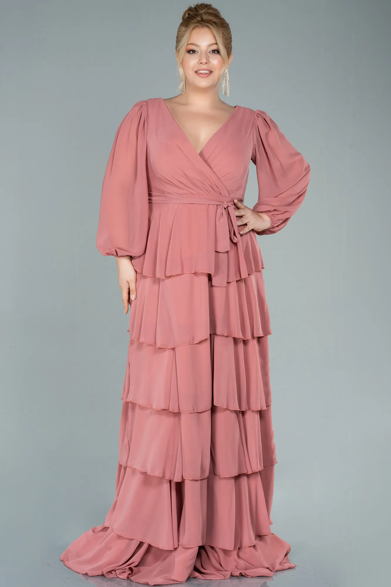 Onion Skin-Long Chiffon Plus Size Evening Dress ABU2325