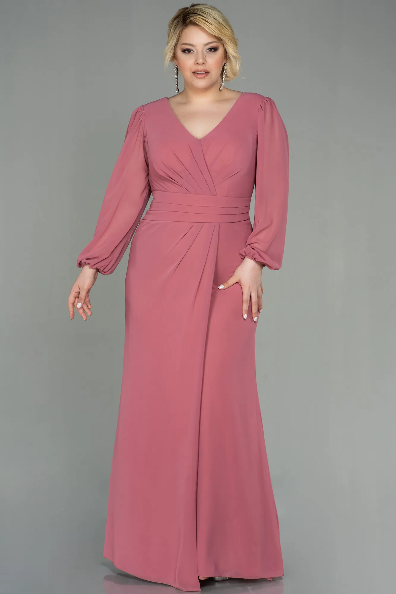 Onion Skin-Long Chiffon Plus Size Evening Dress ABU2763