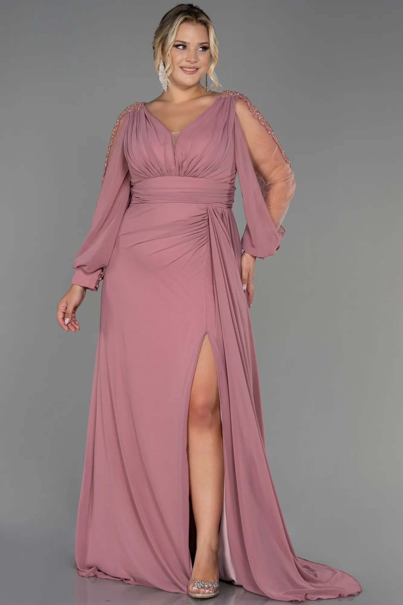 Onion Skin-Long Chiffon Plus Size Evening Dress ABU3221