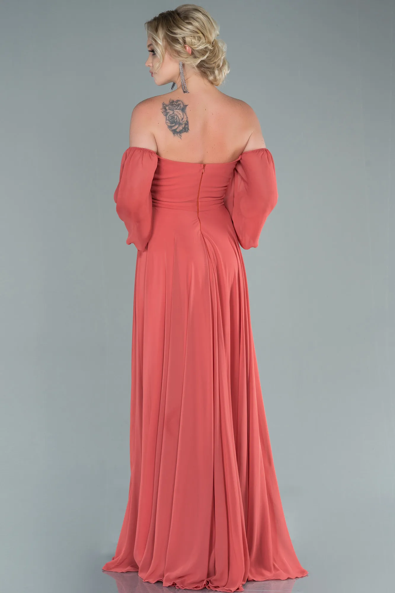 Onion Skin-Long Chiffon Prom Gown ABU2457