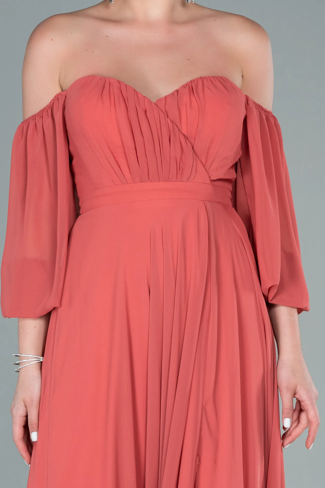 Onion Skin-Long Chiffon Prom Gown ABU2457