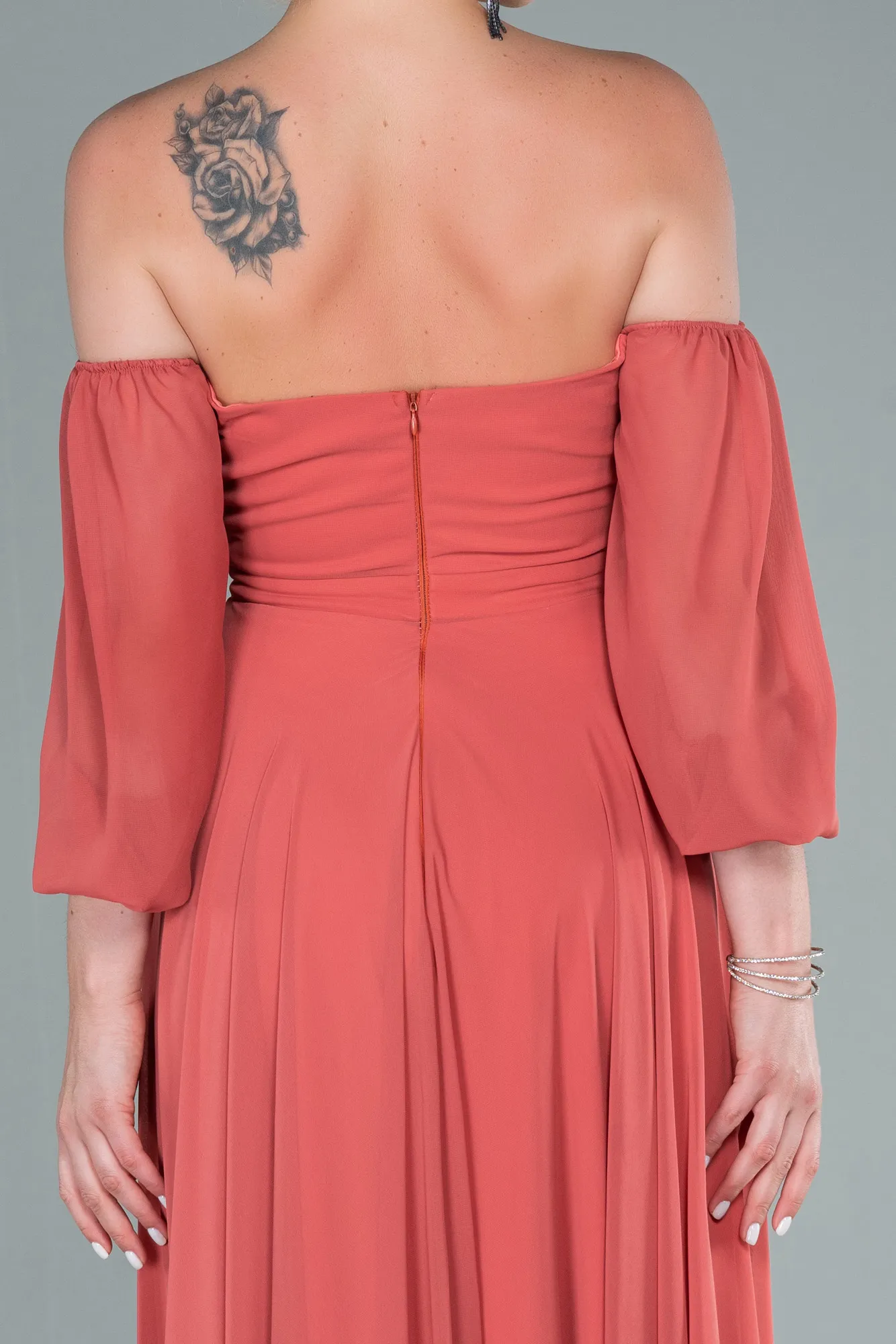 Onion Skin-Long Chiffon Prom Gown ABU2457