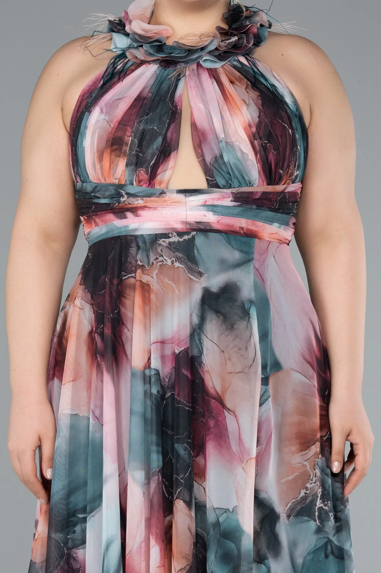 Onion Skin-Long Plus Size Evening Gown ABU4902