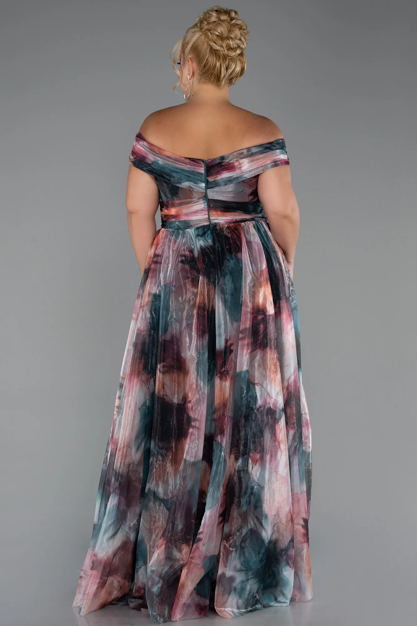 Onion Skin-Long Plus Size Evening Gown ABU5263