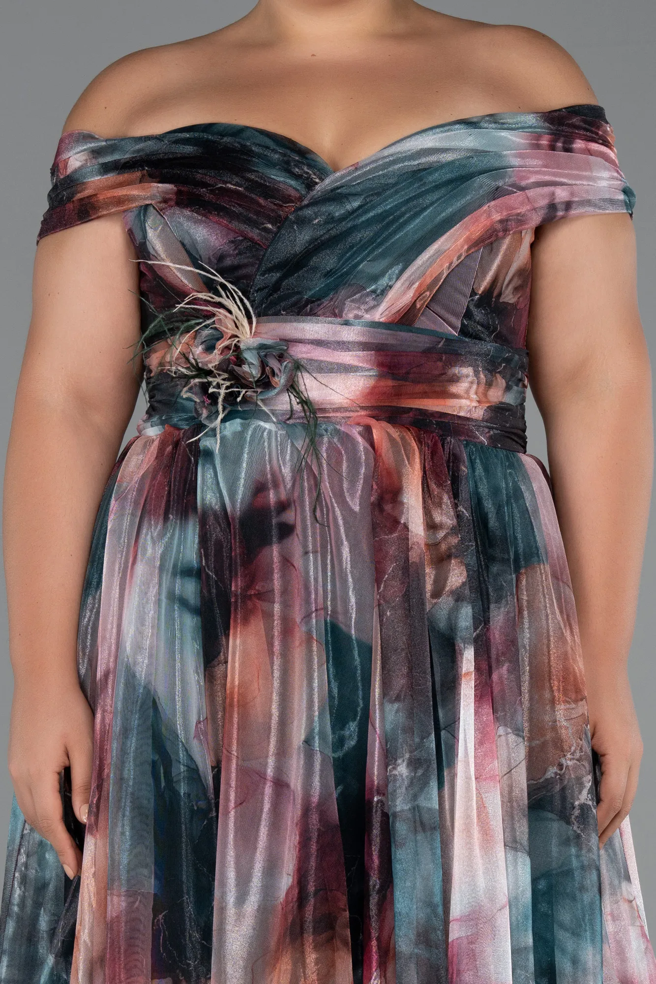 Onion Skin-Long Plus Size Evening Gown ABU5263